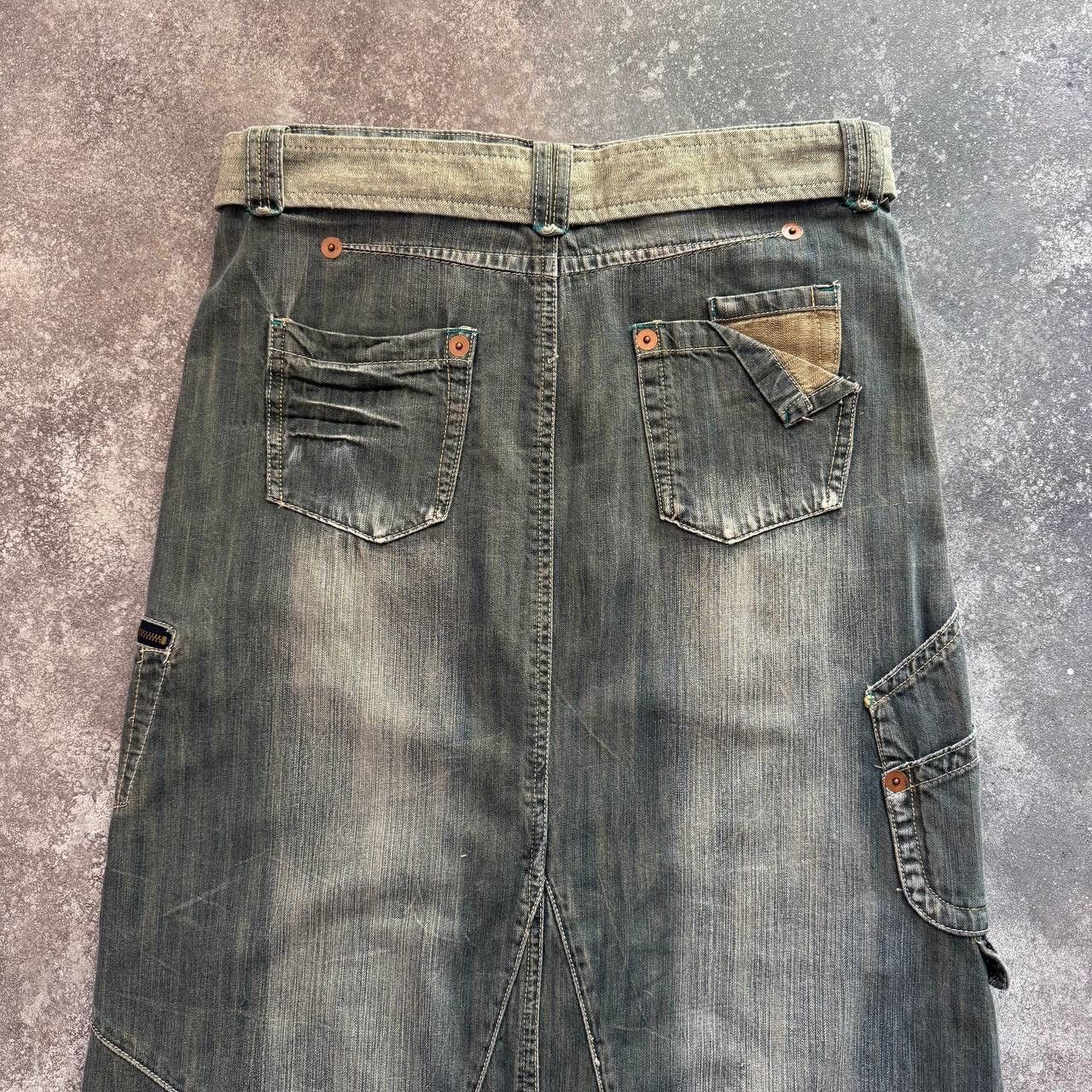 20471120 × If Six Was Nine Amazing Y2K Washed Multipocket Cargo Denim Midi Skirt Size 30" / US 8 / IT 44 - 11 Thumbnail
