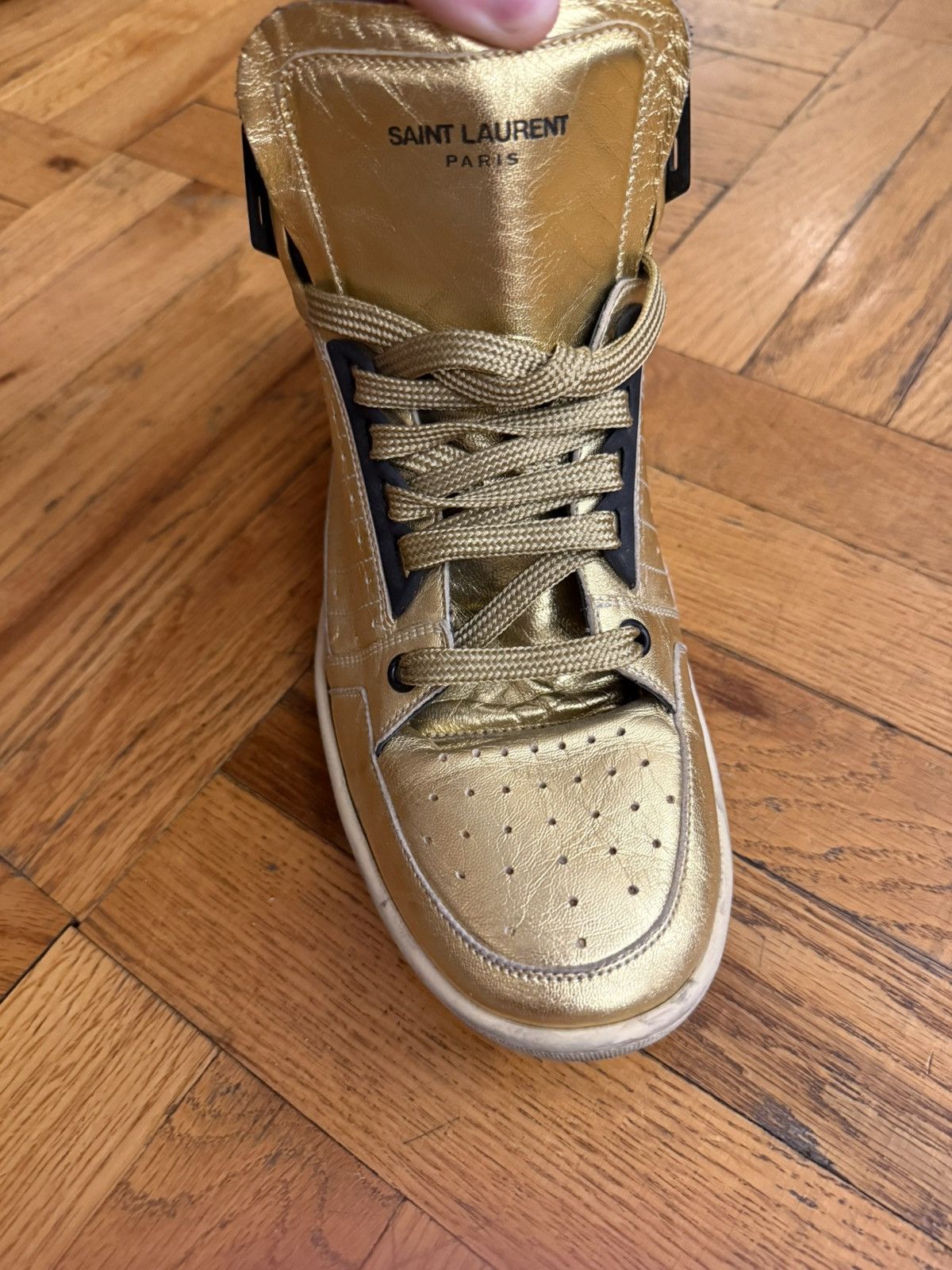 Saint Laurent Paris × Yves Saint Laurent FW15 SAINT LAURENT PARIS GOLD HI-TOP sz EU43/US10 Size US 10 / EU 43 - 2 Thumbnail