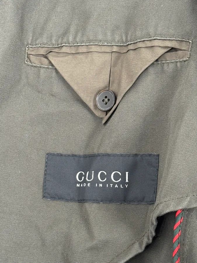 Gucci 2000s Gucci Olive Green Buttoned Military Jacket Size US L / EU 52-54 / 3 - 9 Thumbnail