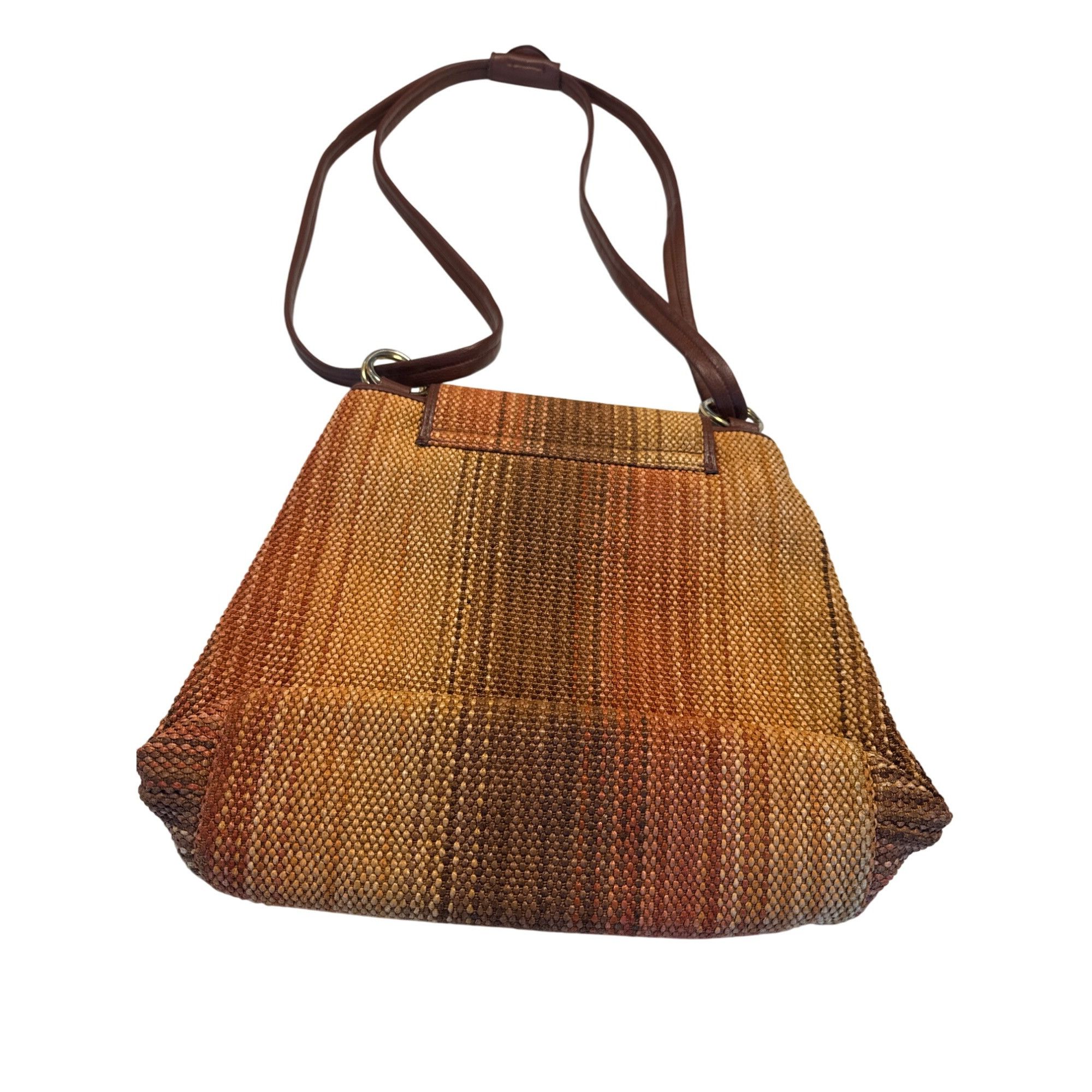 Designer Due Fratelli Milan Brown Striped Shoulder Bag Purse 11x13 SK Size ONE SIZE - 7 Thumbnail