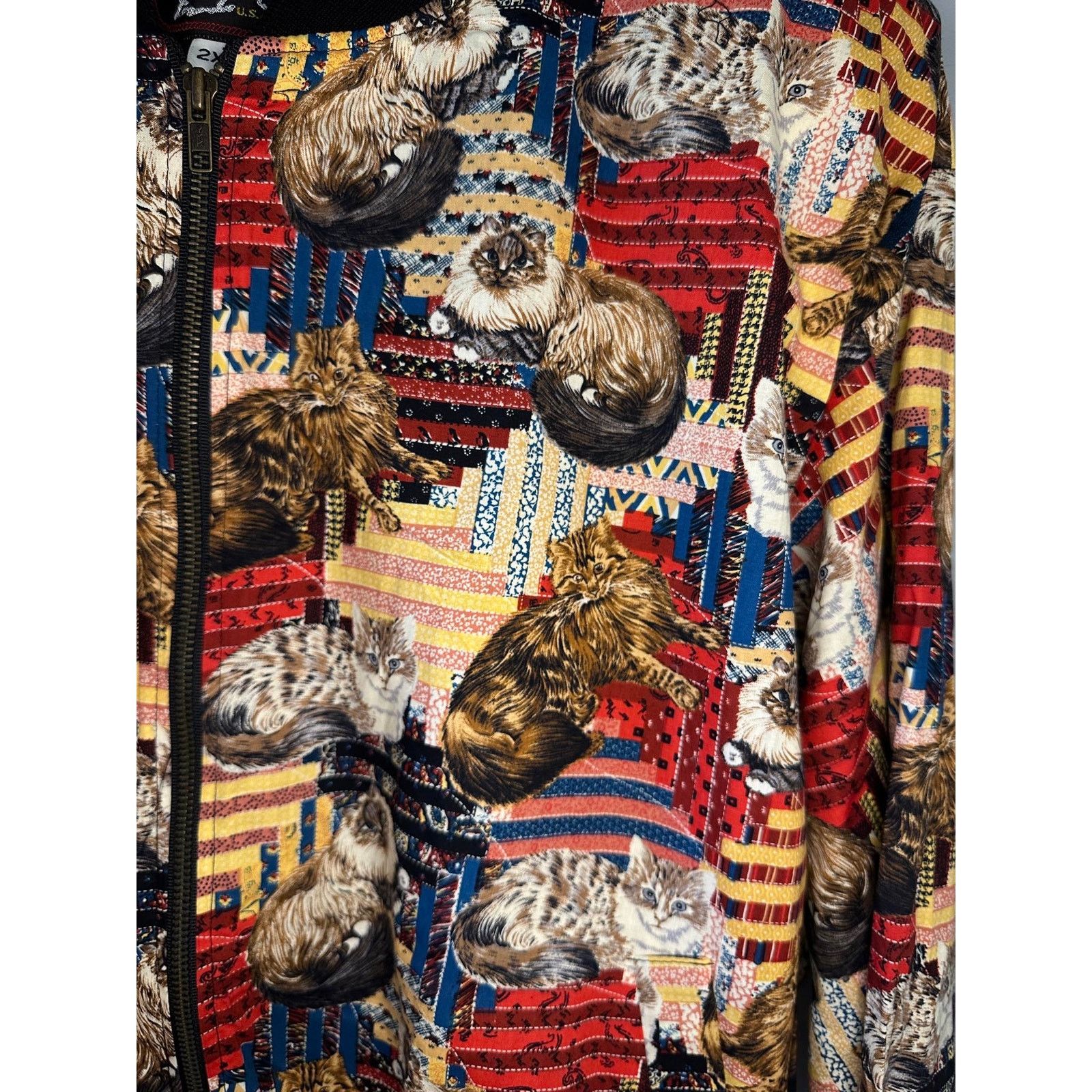 Other NWT Infinity Chic Cat Print Full Zip Bomber Jacket Multi 2X Size XXL / US 16-18 / IT 52-54 - 7 Thumbnail