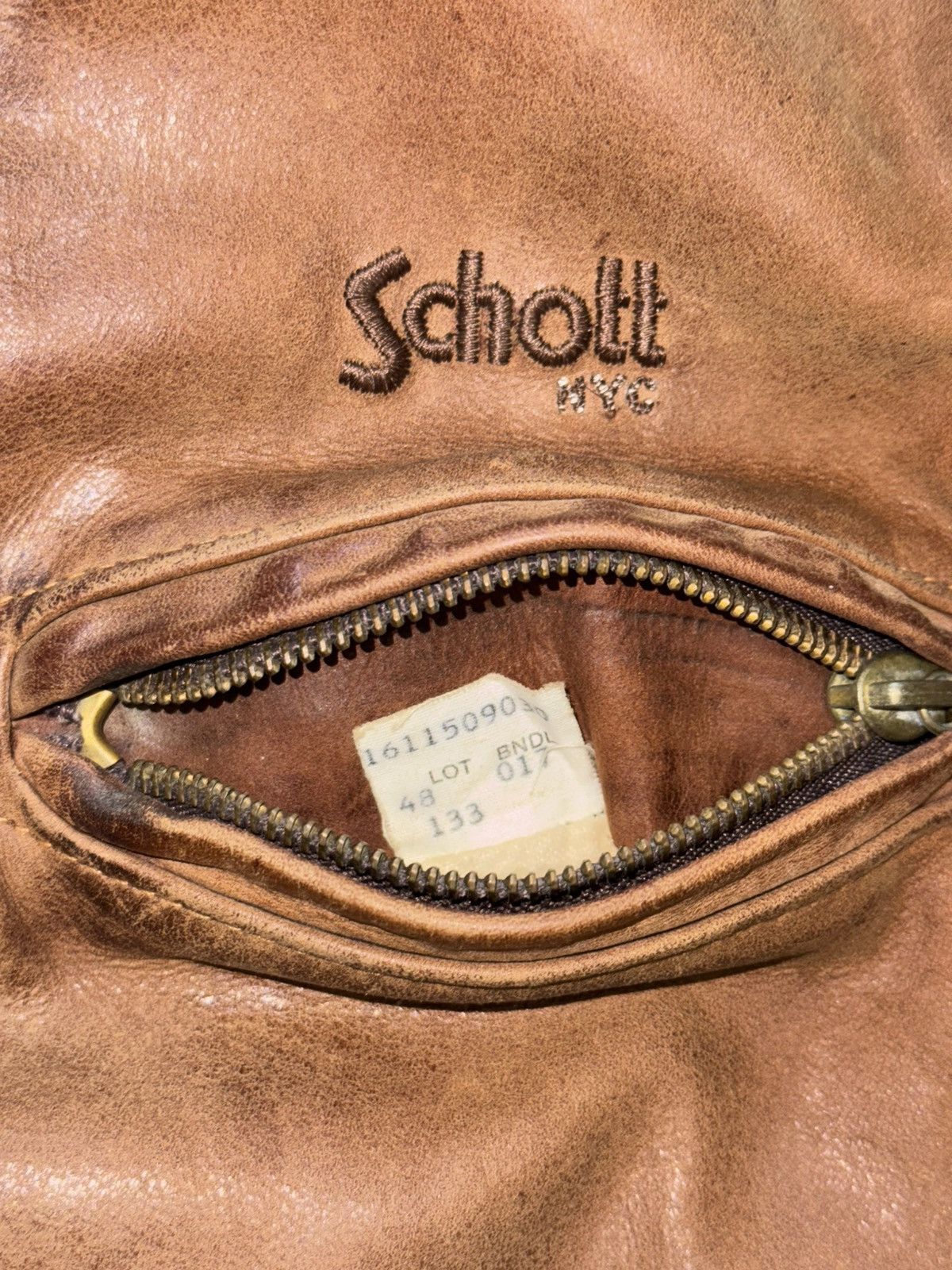 Schott Sunfaded brown leather Steerhide Schott mod. 133 highwayman Size US XXL / EU 58 / 5 - 10 Thumbnail