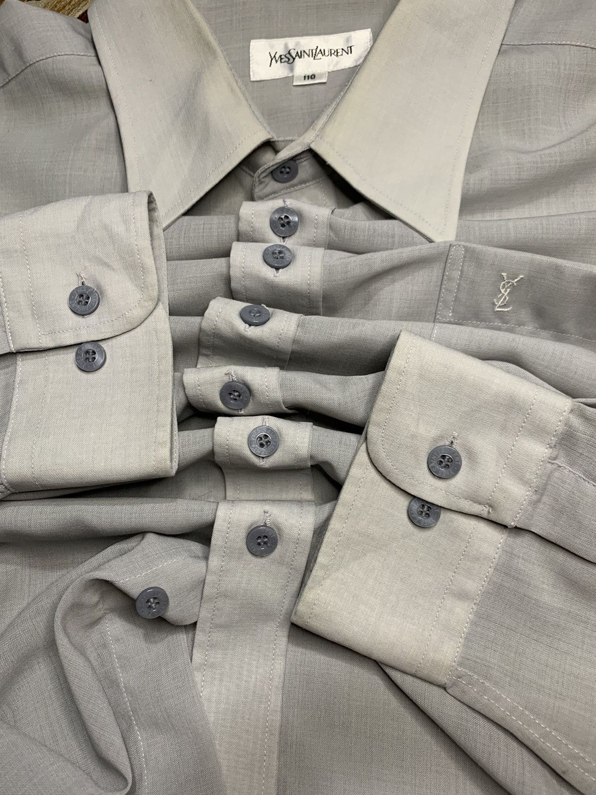Yves Saint Laurent Vintage Yves Saint Laurent luxury grey button up shirt Size US XL / EU 56 / 4 - 5 Thumbnail