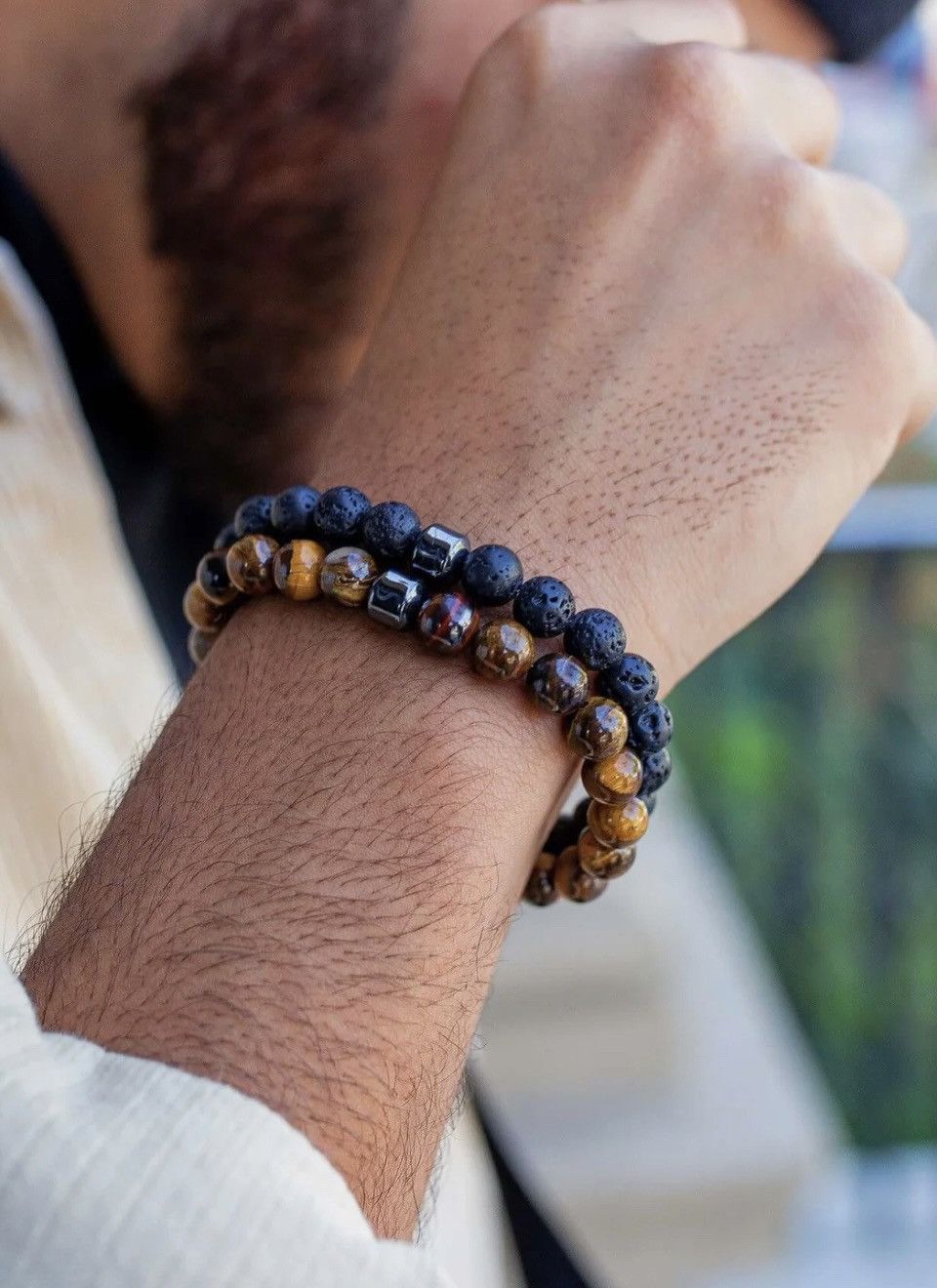 Jewelry Stone Charcoal Bead Bracelet Size ONE SIZE - 1 Thumbnail