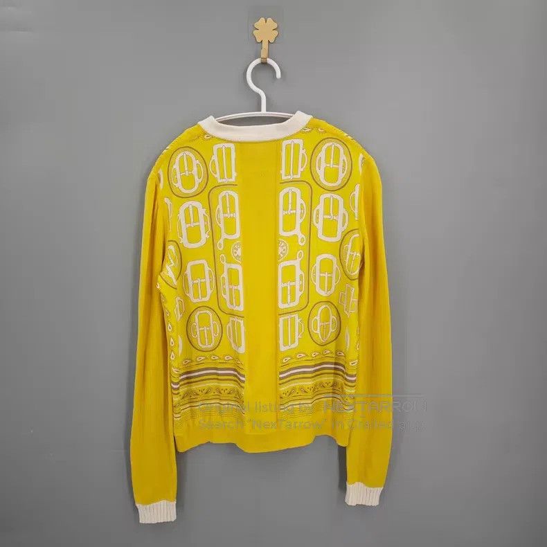 Hermes Hermes Yellow Silk and Cashmere Mixed Zip Open Cardigan Size XS / US 0-2 / IT 36-38 - 2 Thumbnail