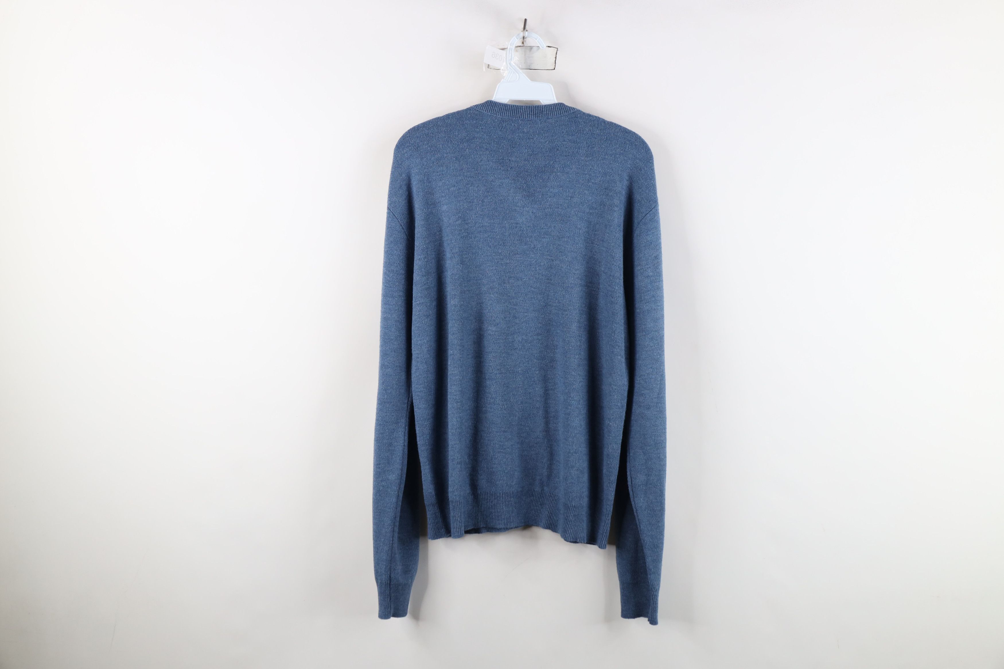 Vintage Vintage 90s Streetwear Blank Knit V-Neck Sweater Blue USA Size US XL / EU 56 / 4 - 8 Thumbnail