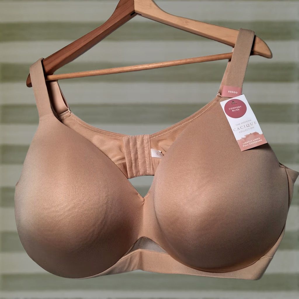 Vintage Cacique Bra 50DDD Full Coverage Padded Underwire Beige Tan NEW Size ONE SIZE - 1 Thumbnail