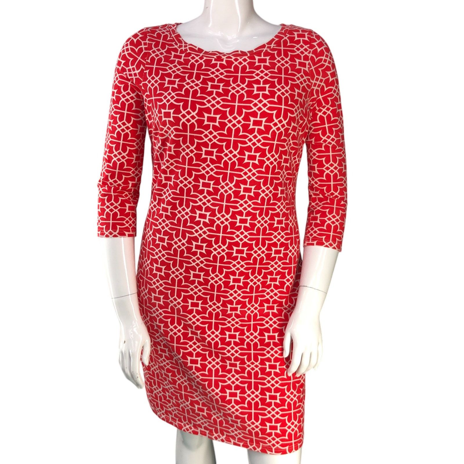 Gretchen Scott Gretchen Scott Size L Dress Shift Jersey Geometric Red Size L / US 10 / IT 46 - 11 Thumbnail