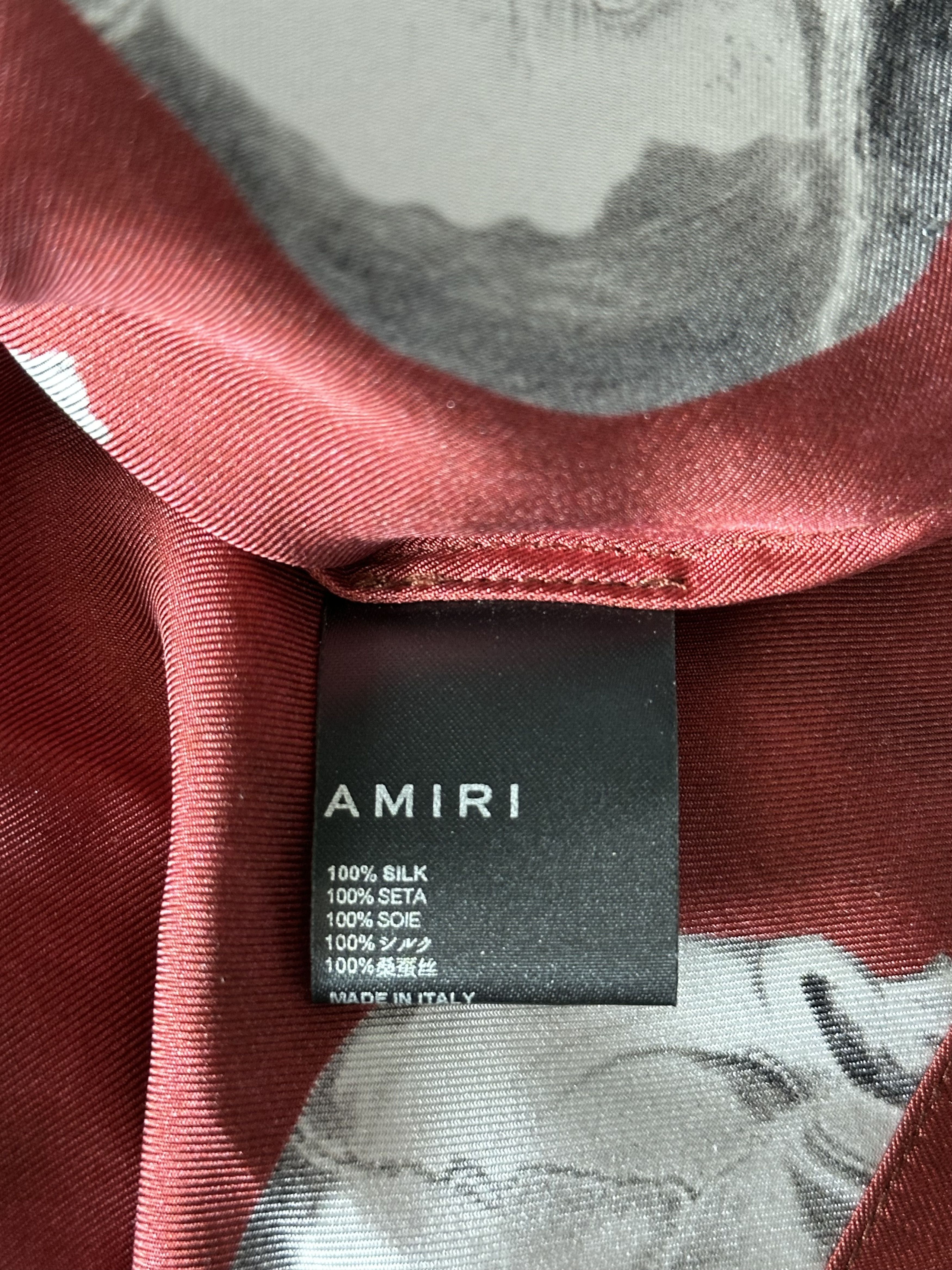 Amiri Amiri Red Skulls Silk Button Up Shirt Size US S / EU 44-46 / 1 - 4 Thumbnail