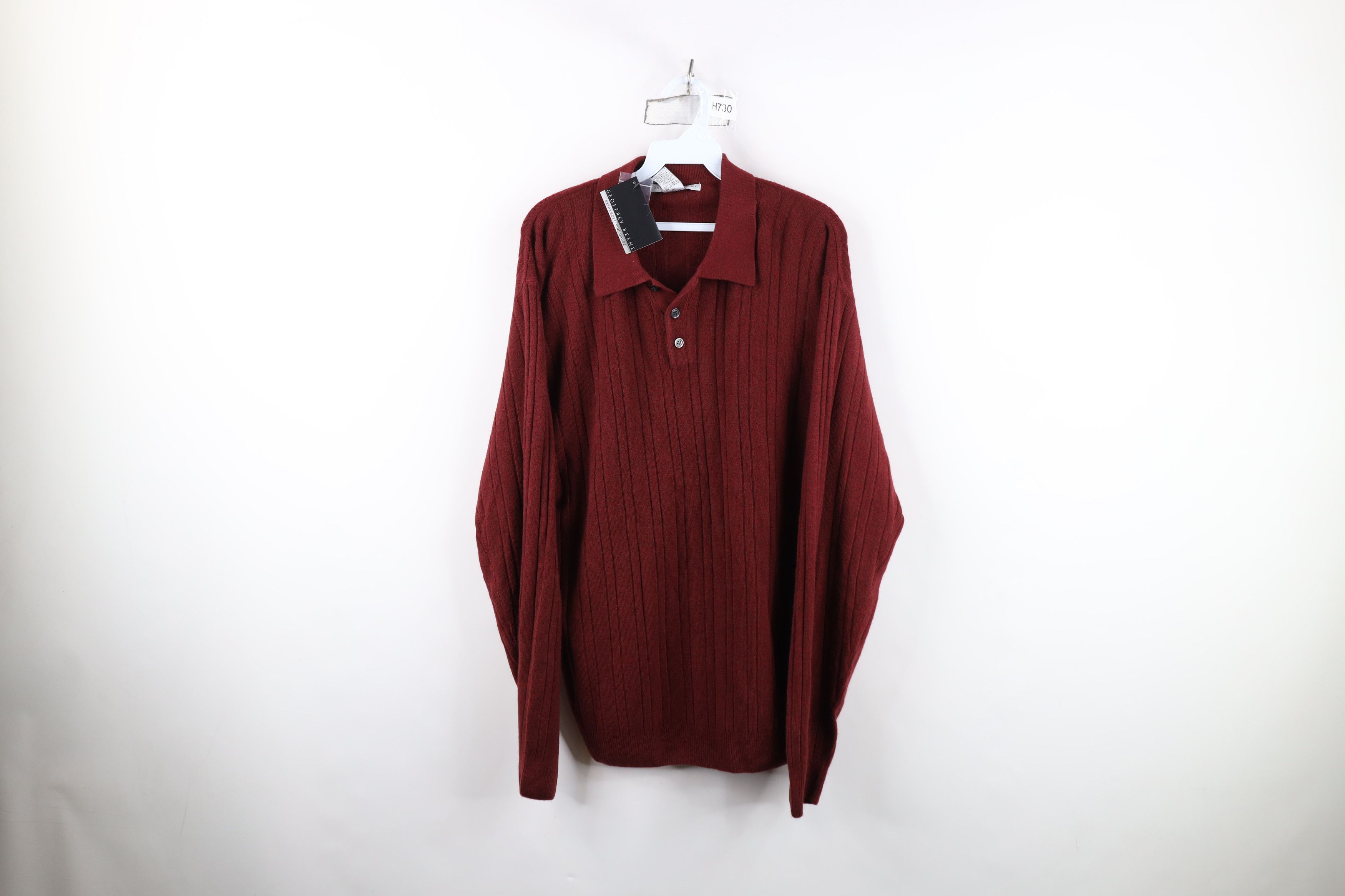 Vintage Deadstock Vintage 90s Streetwear Ribbed Collared Sweater Size US L / EU 52-54 / 3 - 1 Thumbnail