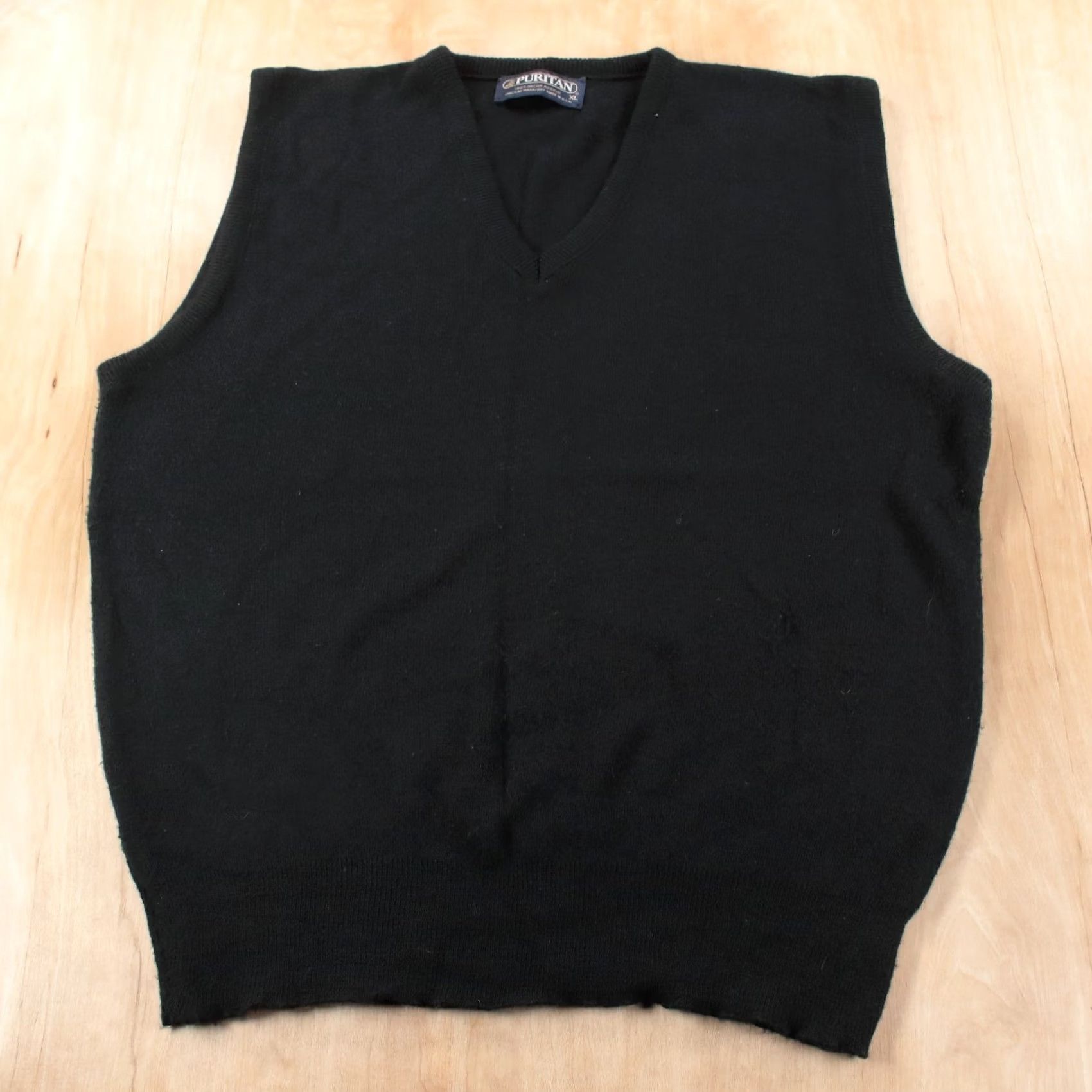 Vintage VINTAGE Puritan XL v-neck Orlon acrylic Sweater Vest Men Black 80s 90s USA made Vest Size US XL / EU 56 / 4 - 2 Thumbnail
