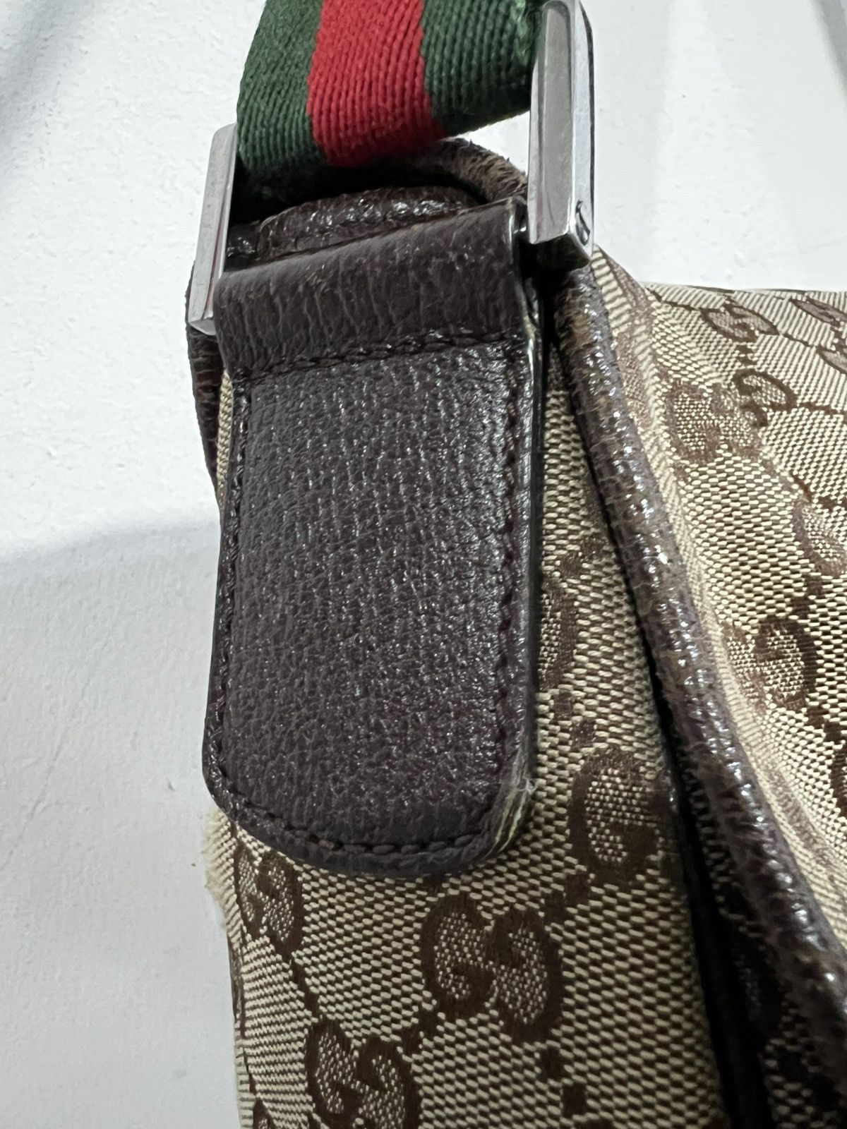 Gucci GUCCI Monogram Web Medium Flap Messenger Beige Dark Brown Size ONE SIZE - 7 Thumbnail