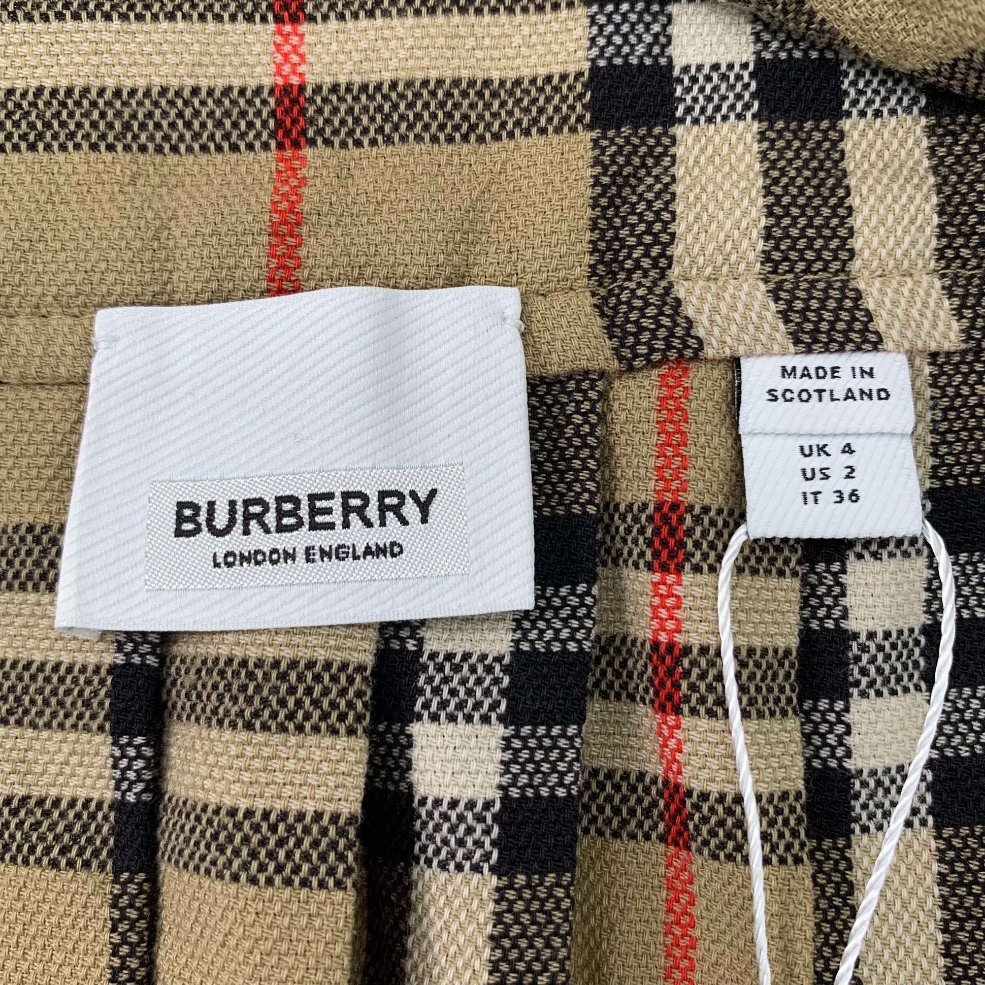 Burberry Burberry Beige Nova Check Wool Pleated Mini Skirt With Buckl Size XS / US 0-2 / IT 36-38 - 6 Thumbnail