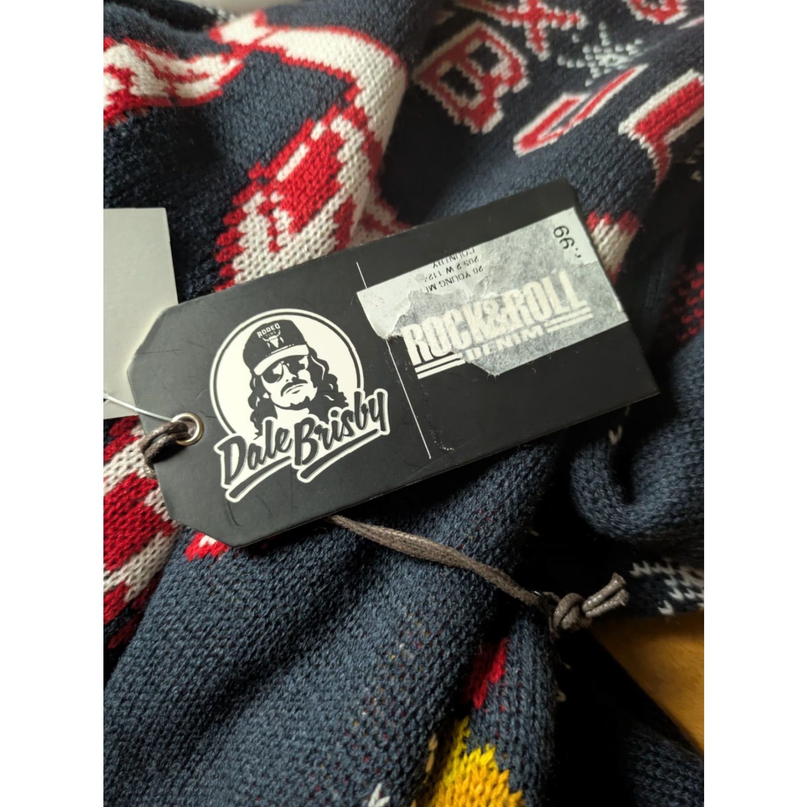 Denime Rock & Roll Denim Sweater Men Medium Dale Brisby Holiday Jingle Bells & Ridin' Bulls Blue Size US M / EU 48-50 / 2 - 8 Thumbnail