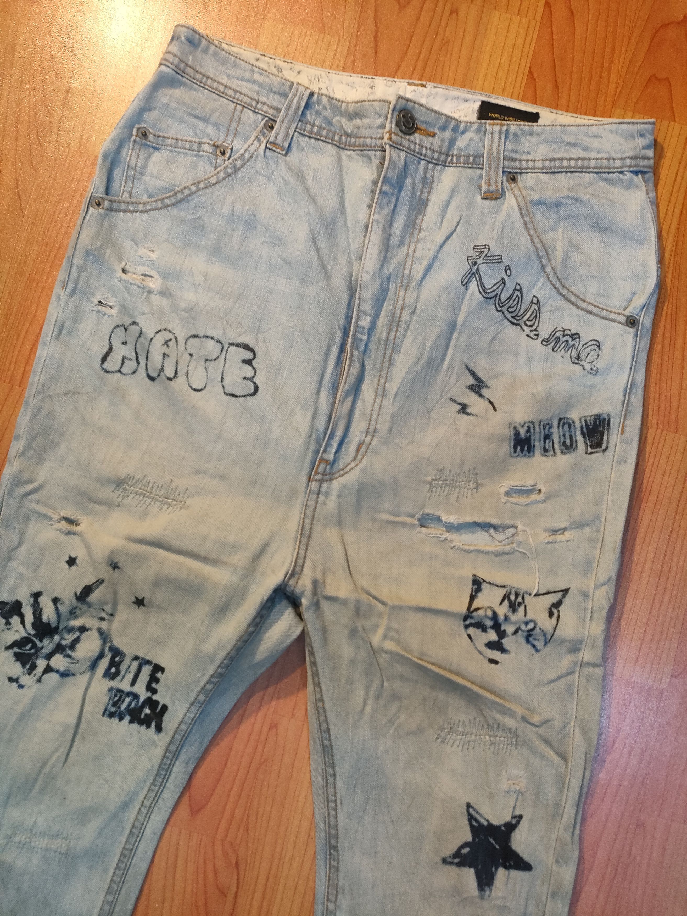 Worldwide Youth World Wide Love Art Jeans Size US 32 / EU 48 - 8 Thumbnail