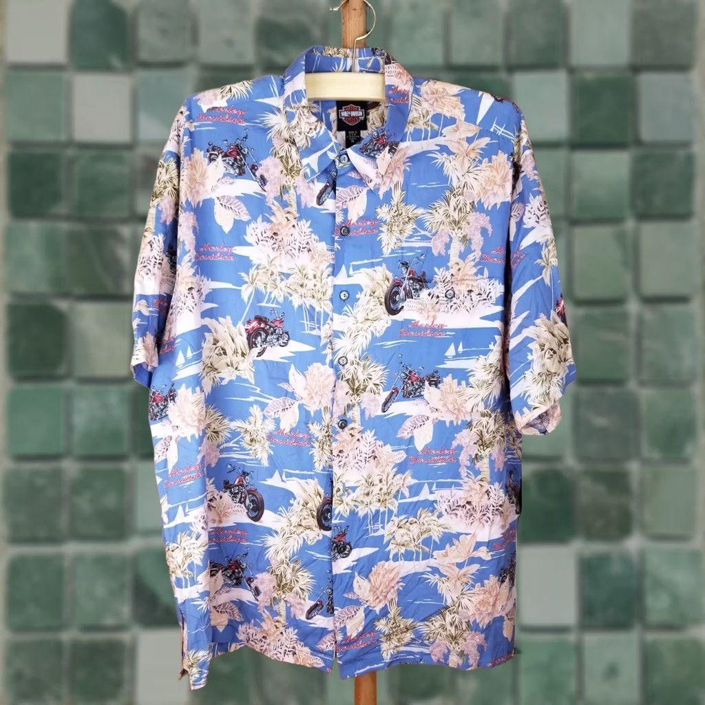 Harley Davidson VINTAGE Y2K HARLEY DAVIDSON MOTORCYCLE RAYON HAWAIIAN SHIRT SZ XLARGE Size US XL / EU 56 / 4 - 1 Thumbnail