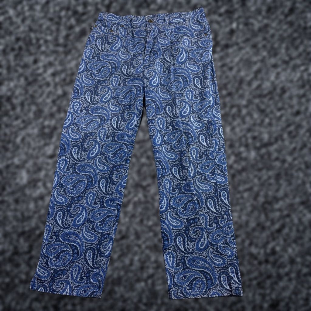 Ralph Lauren VINTAGE? No. Lauren Ralph Lauren Jeans Womens 8 Blue Paisley Straight Leg Stretch Denim Pants Size 30" / US 8 / IT 44 - 1 Thumbnail