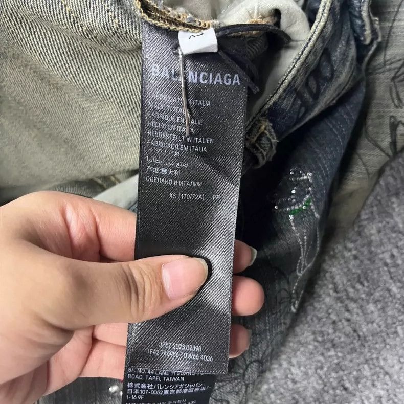 Balenciaga Balenciaga Blue Graffiti Print Straight-Leg Casual Jeans Size US 39 - 3 Thumbnail