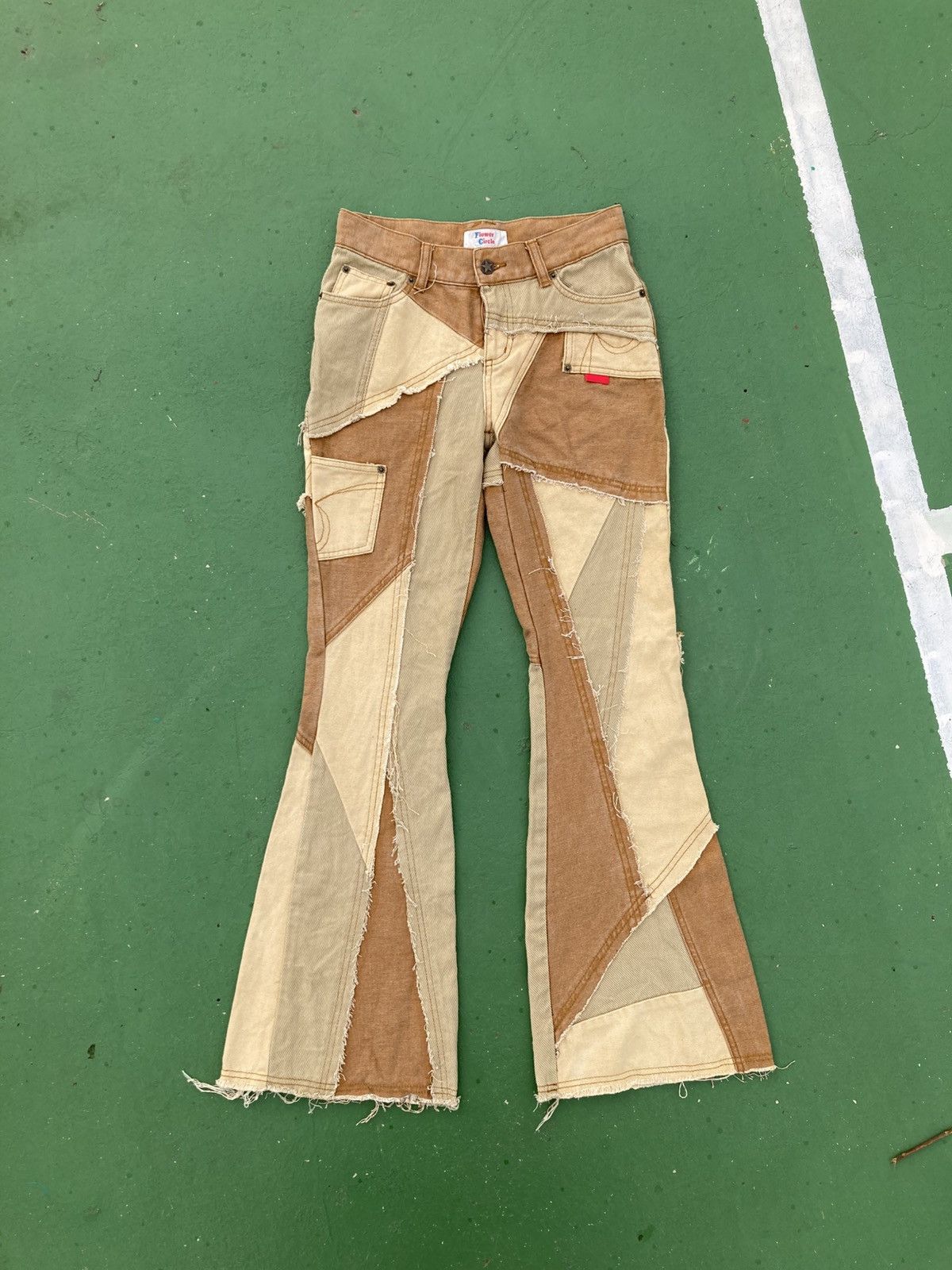 Japanese Brand Y2K Flower Cricle Japan Crazy Patchwork Flare western Size 30" / US 8 / IT 44 - 1 Thumbnail