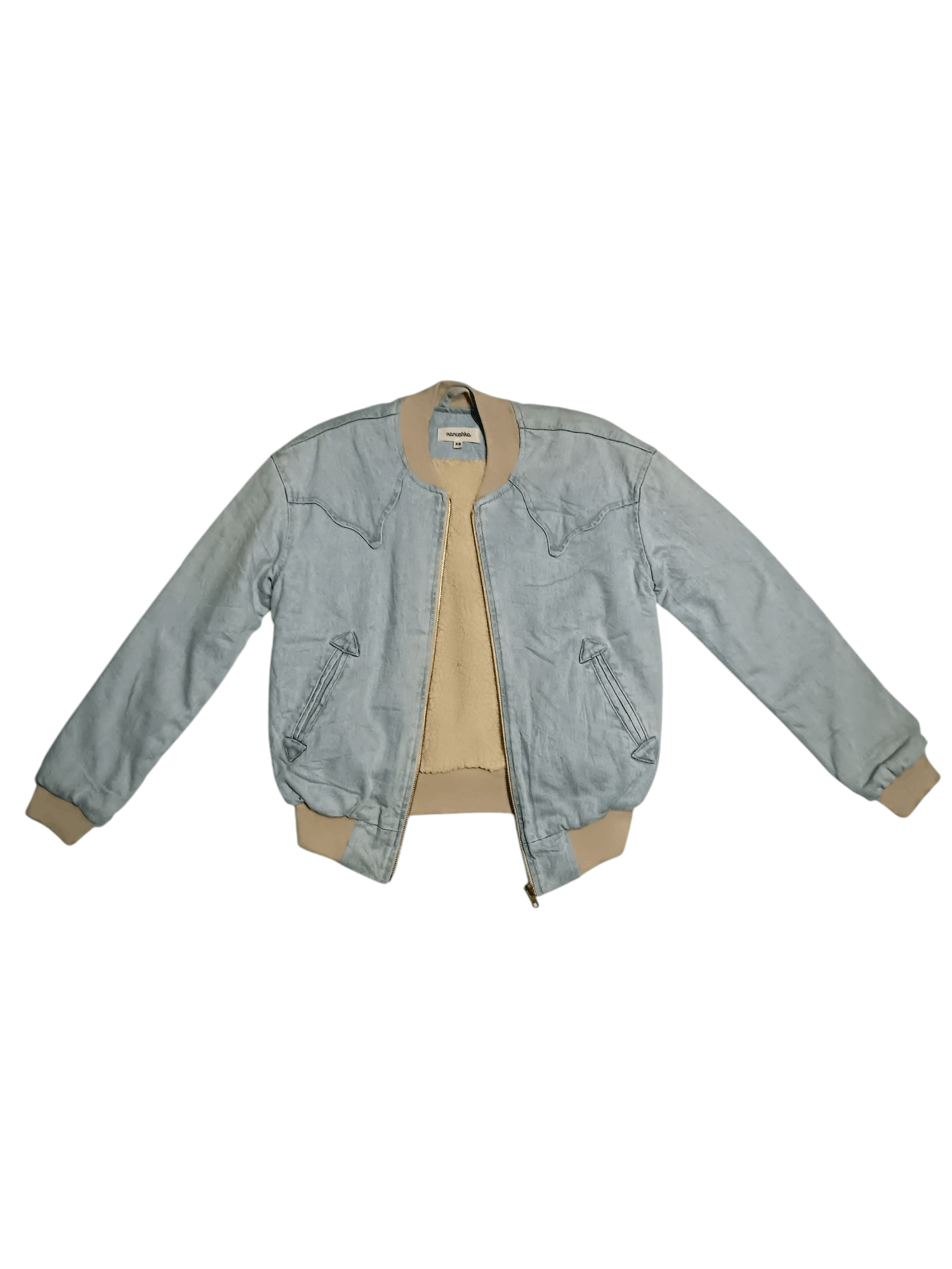 Nanushka Nanushka Denim Bomber Jacket Light Blue Western Style Size US XS / EU 42 / 0 - 4 Thumbnail