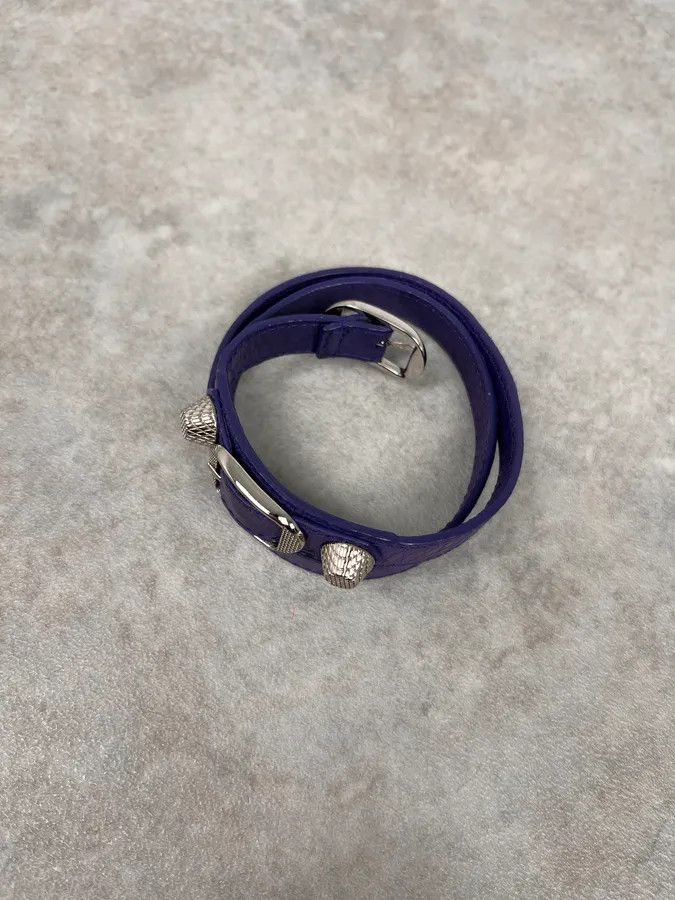 Balenciaga Balenciaga City Studded Purple Leather Bracelet Size ONE SIZE - 2 Thumbnail