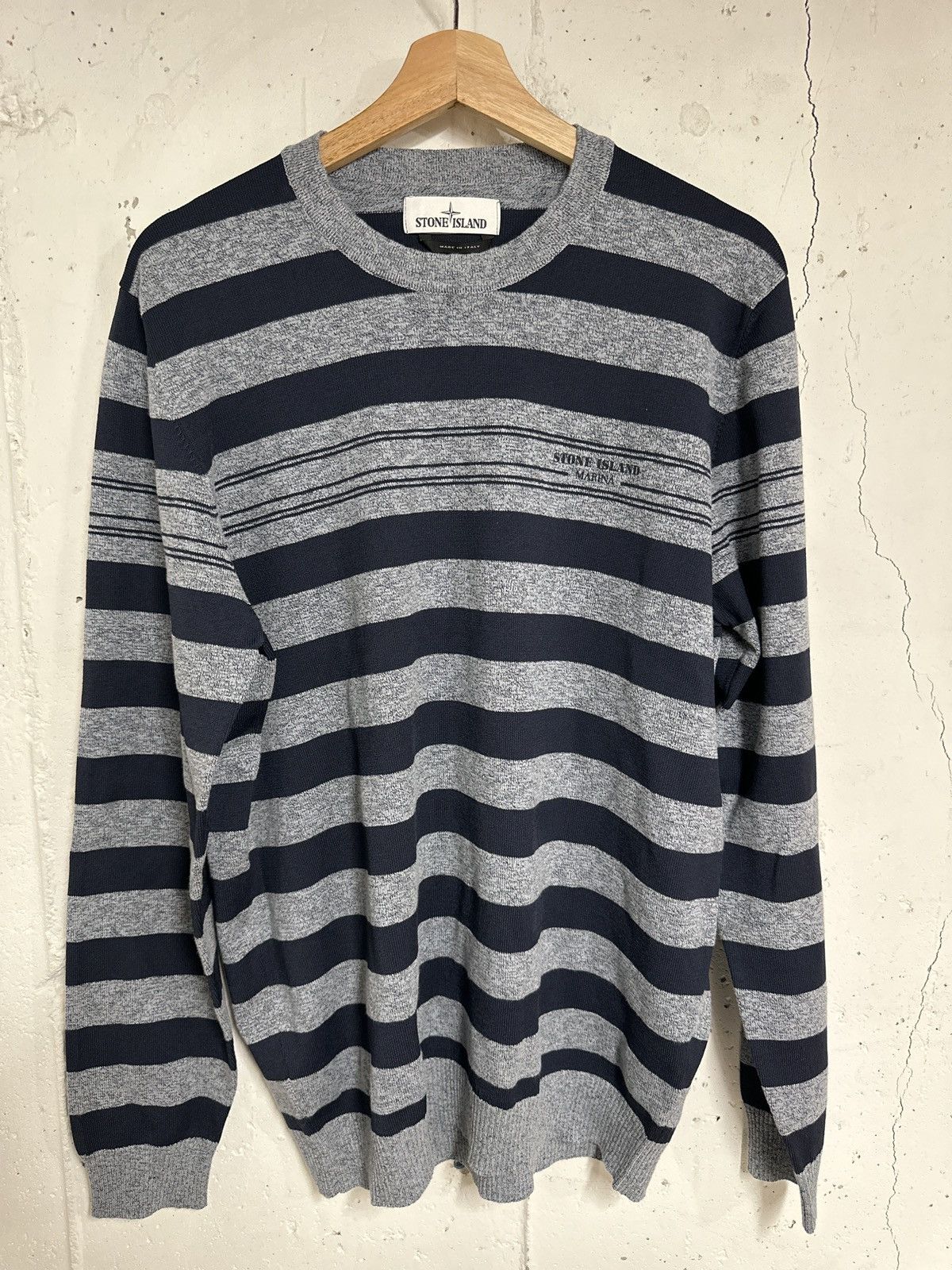 Stone Island Stone Island Marina Navy Blue Striped Sweater XL Size US XL / EU 56 / 4 - 2 Thumbnail
