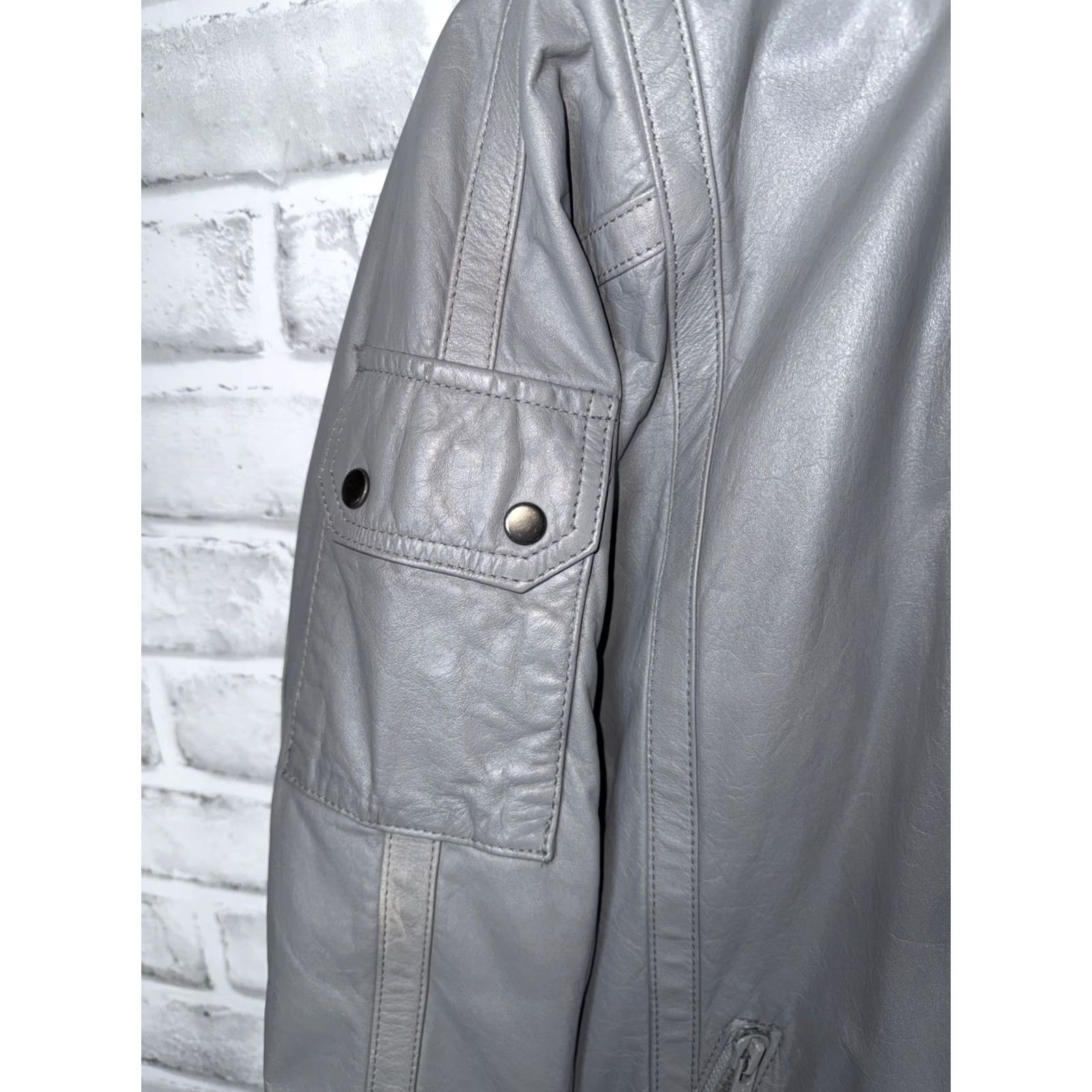 Harley Davidson Vintage Harley Davidson Hein Gericke CAFE RACING STYLE Leather Jacket Gray Womens 34 Size XXS / US 00 / IT 34 - 4 Thumbnail