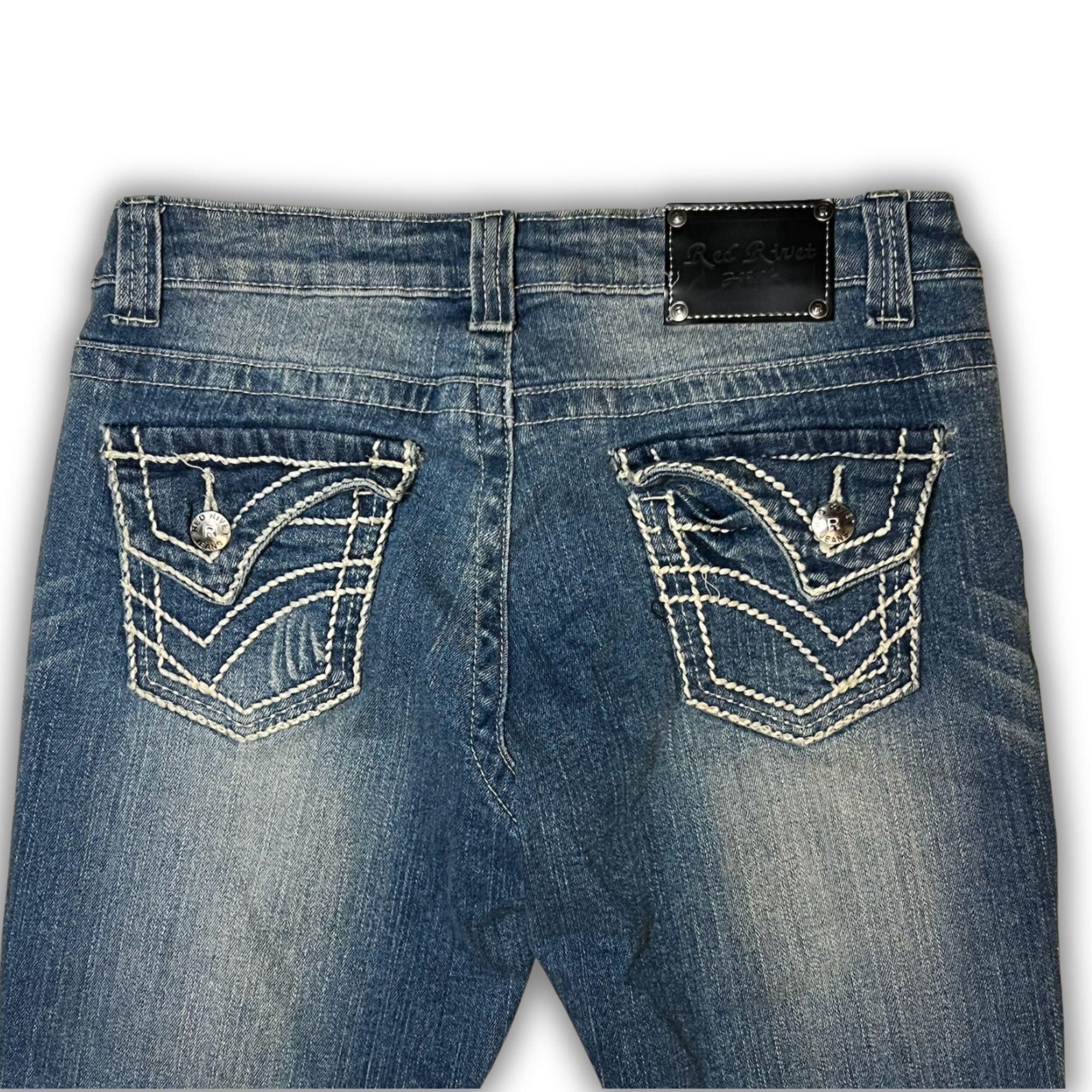 Other Red Rivet Womens Distressed Straight-Leg Jeans Size 7 Blue D Size 31" - 5 Thumbnail