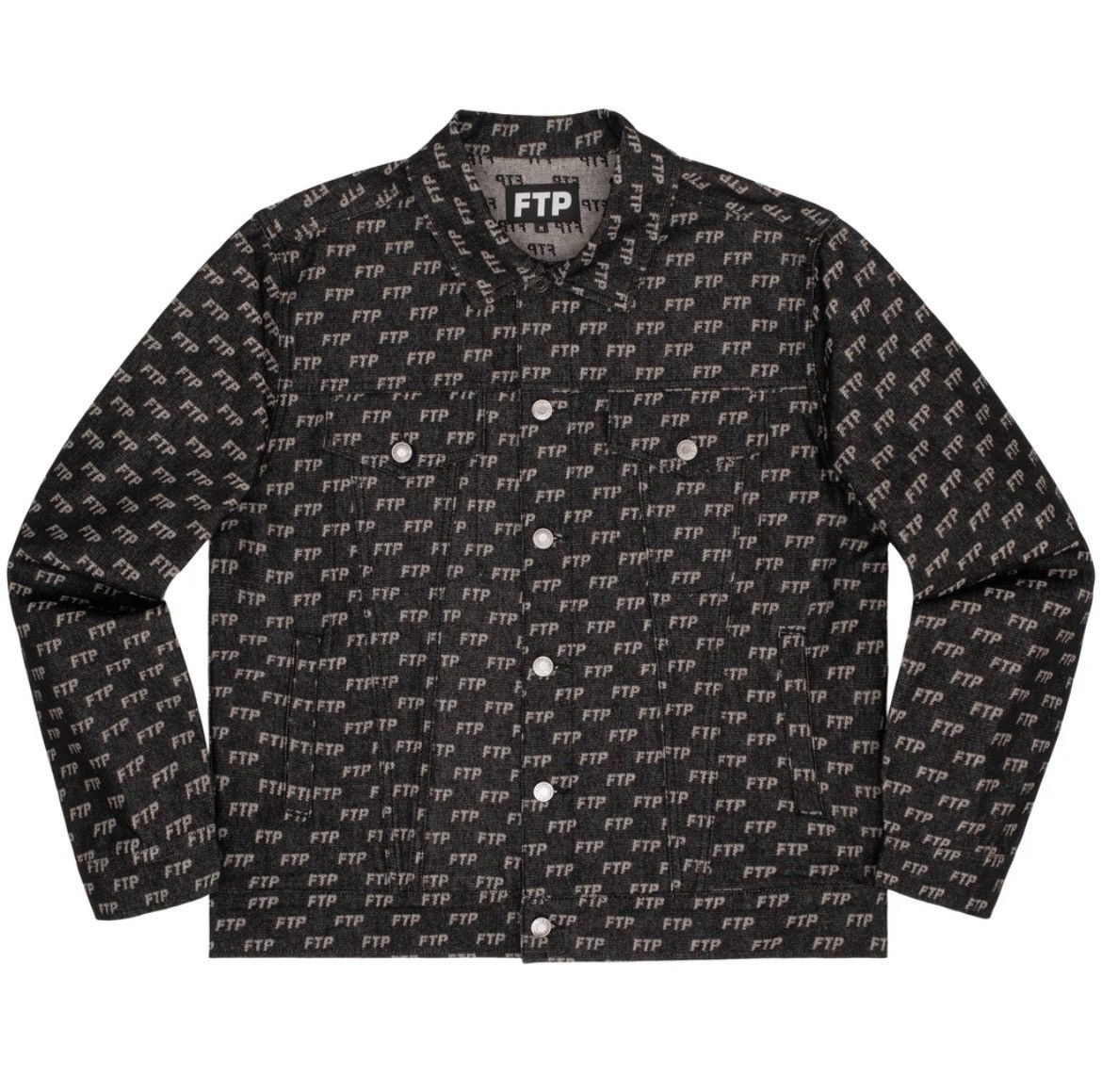 Fuck The Population FTP BLACK JACQUARD DENIM LOGO TRUCKER JACKET Size US S / EU 44-46 / 1 - 1 Thumbnail