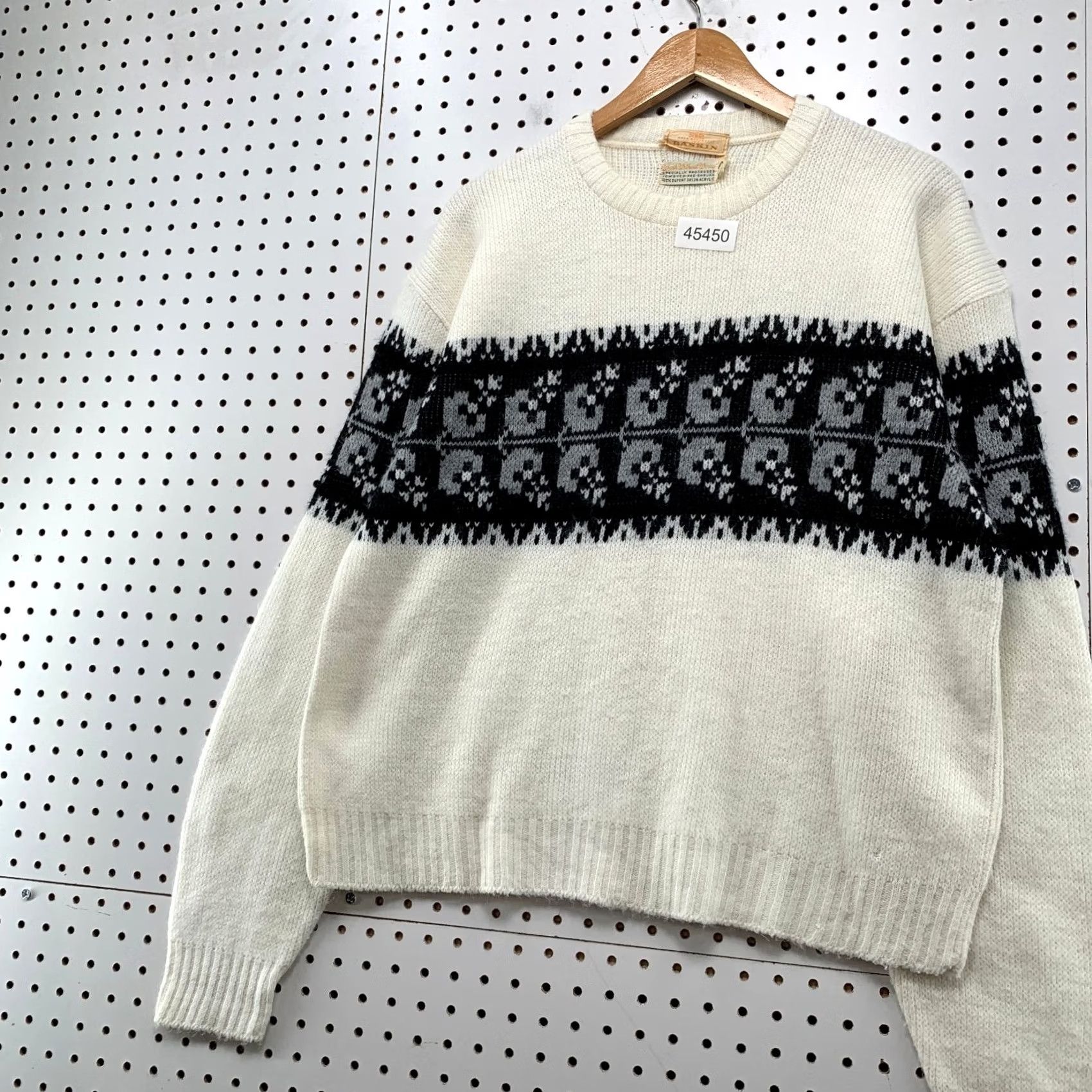 Vintage VINTAGE Baskin Sweater Mens Large White Orlon Acrylic 60s 70s Size US L / EU 52-54 / 3 - 3 Thumbnail