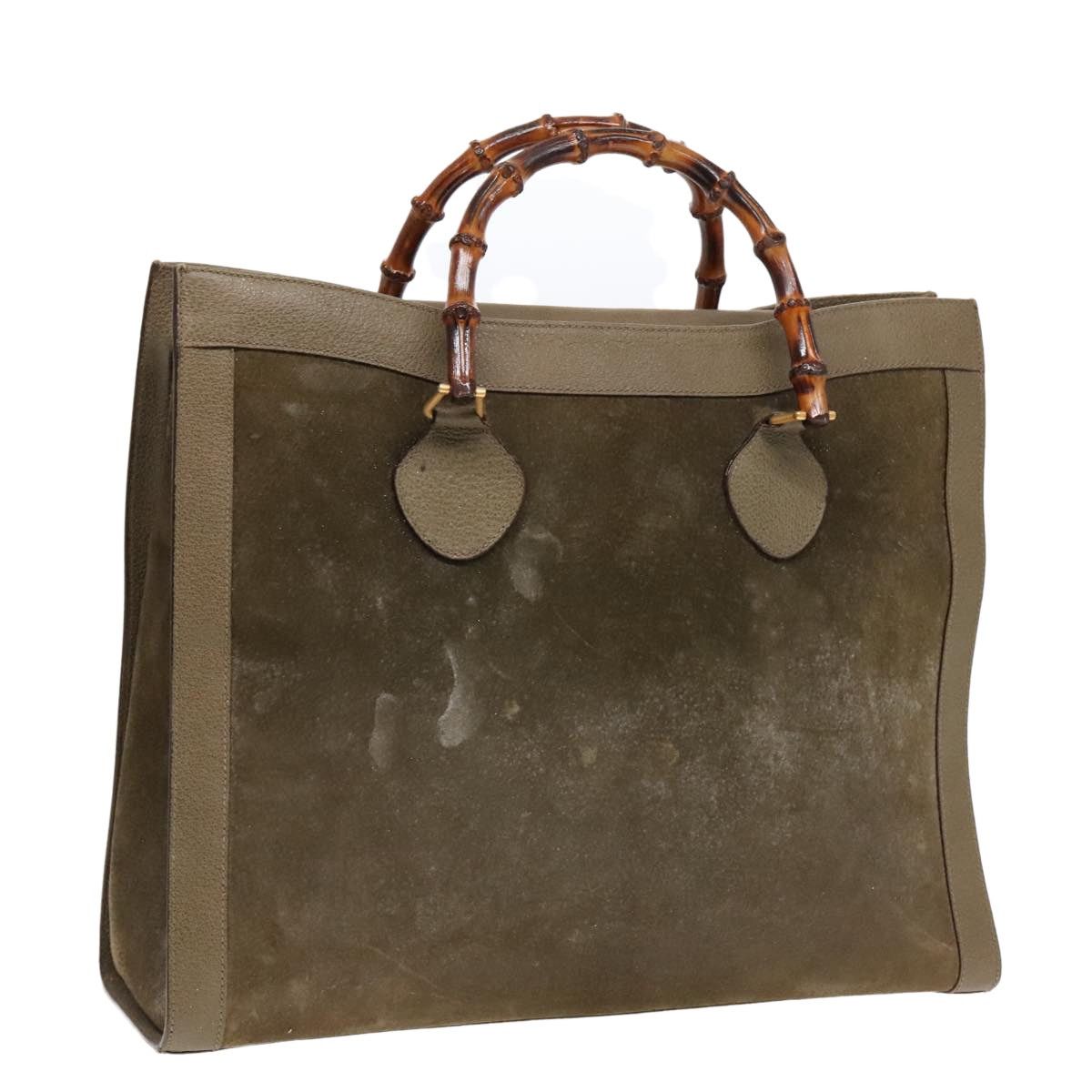 Gucci GUCCI Bamboo Hand Bag Suede Khaki Gold 002 1186 002 1186 Size ONE SIZE - 1 Thumbnail