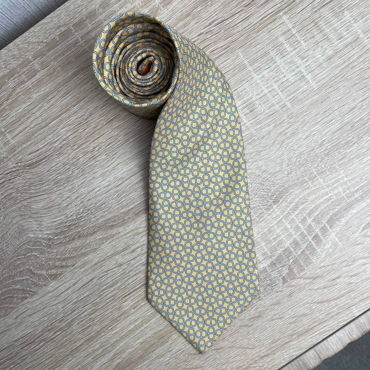 Hermes Hermes Paris Silk Tie 5160 HA Chains Yellow Size ONE SIZE - 2 Thumbnail