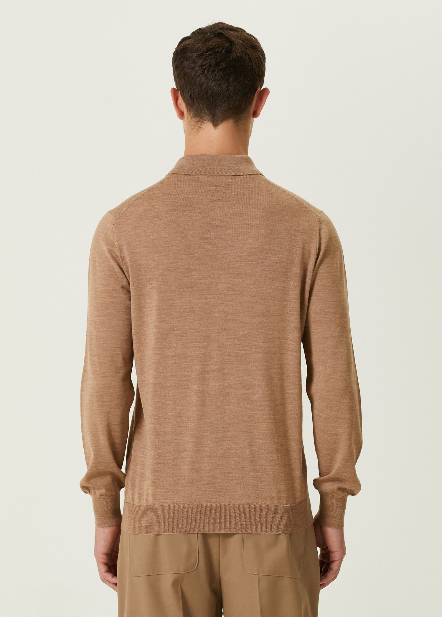 Lardini LARDINI tobacco brown wool polo sweater 54 / XXL Italy Size US XXL / EU 58 / 5 - 3 Thumbnail
