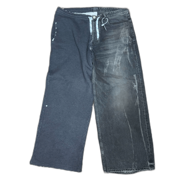 Balenciaga Balenciaga spliced denim sweatpants Dark Gray Size US 26 / EU 42 - 1 Thumbnail