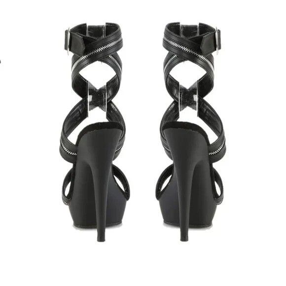 Other Sultry 6" High Heel Platform Cross Wrap Zipper Strap Sandals Size US 10 / IT 40 - 5 Thumbnail