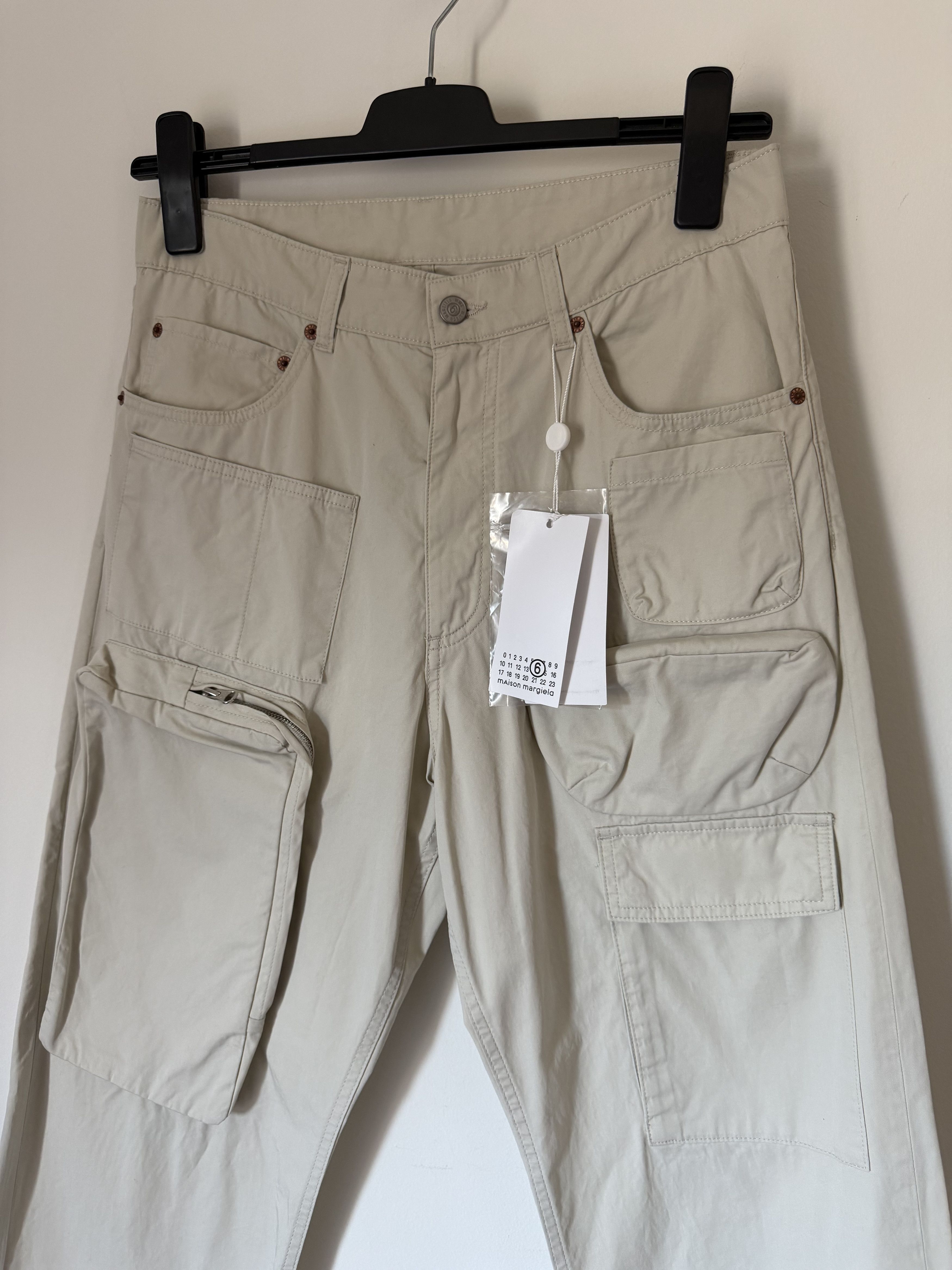 MM6 MM6 Maison Margiela Multi Pocket Cargo Pants in Stone Size US 33 - 2 Thumbnail