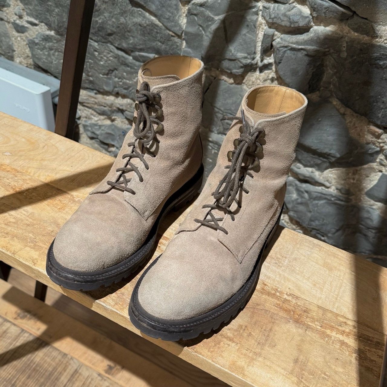 Brunello Cucinelli Brunello Cucinelli Beige Suede Lace-up Hiking Boots Size US 11 / EU 44 - 4 Thumbnail