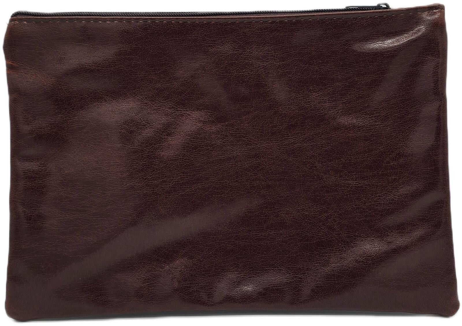 Genetic Manipulation Shinichiro Kuriya Brown Faux Leather Zippered Pouch Size ONE SIZE - 3 Thumbnail