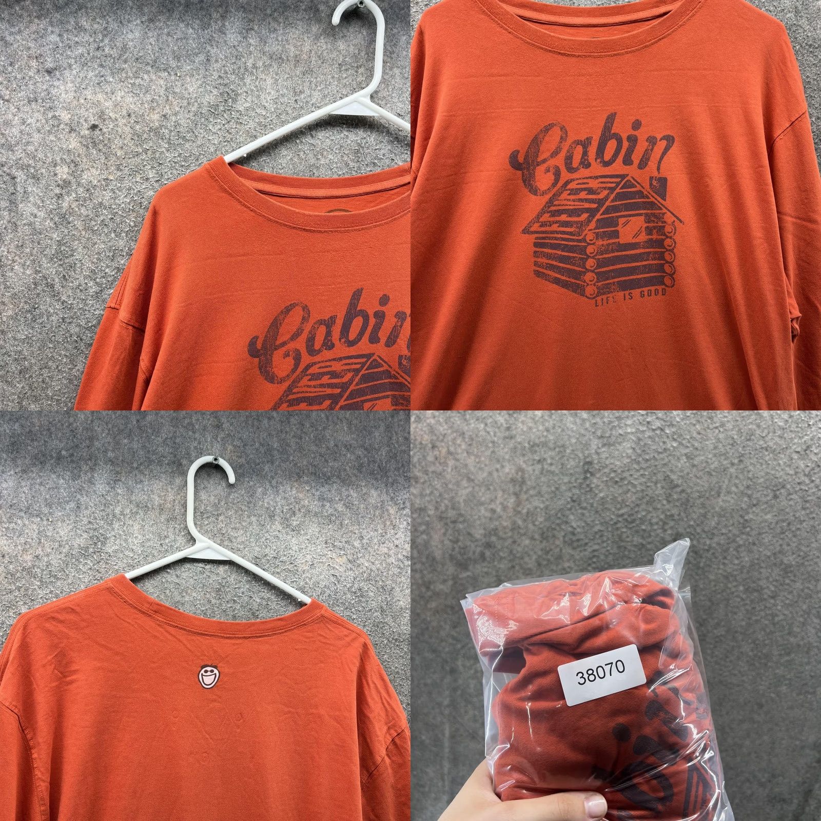 Life is Good Life Is Good Shirt Mens XL Orange Cabin Graphic Long Sleeve Cotton Casual Size US XL / EU 56 / 4 - 8 Thumbnail