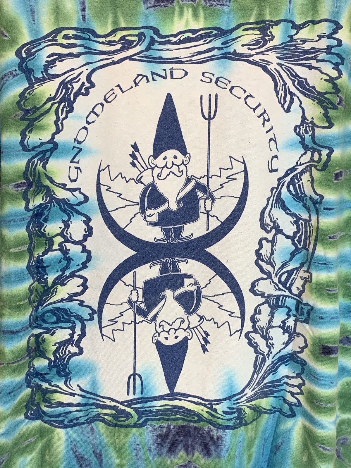 Vintage *RARE* Vintage 90’s Gnomeland Security Tie-Dye Art T-Shirt L Size US L / EU 52-54 / 3 - 4 Thumbnail