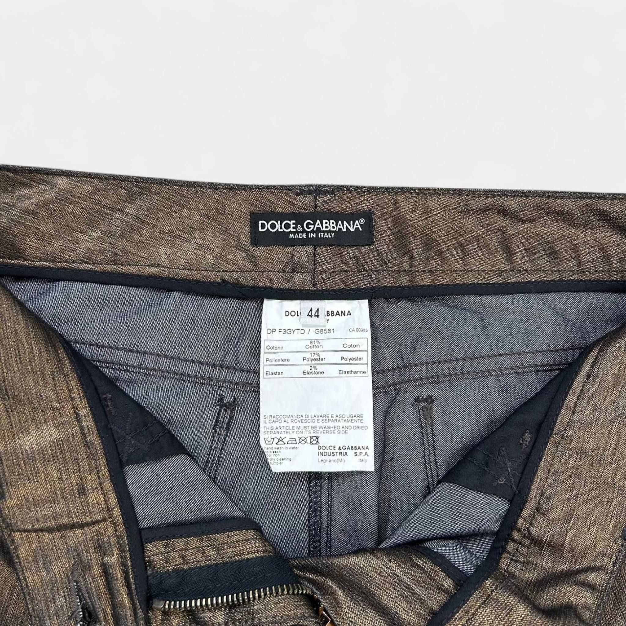 Dolce & Gabbana Dolce & Gabbana Metallic Gold Straight Leg Pants Size US 31 - 3 Thumbnail