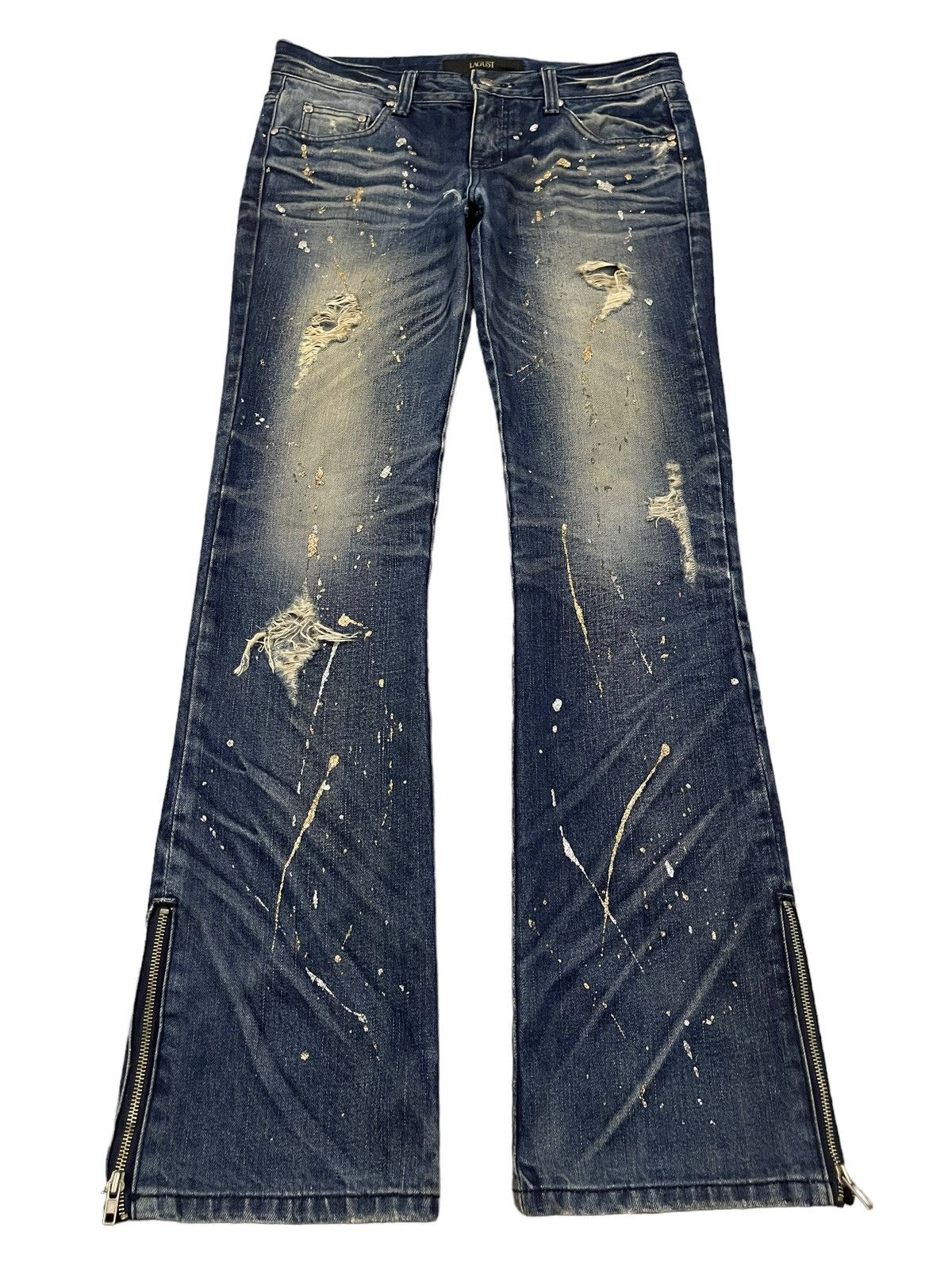 If Six Was Nine Vintage Japanese Brand Distressed Splash Flare Jeans Size US 33 - 1 Thumbnail