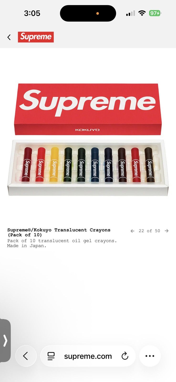 Supreme Supreme®/Kokuyo Translucent Crayons Size ONE SIZE - 2 Thumbnail
