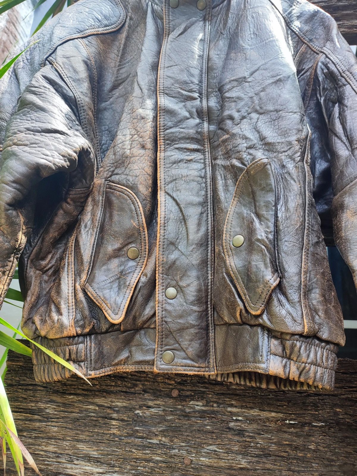 Leather Vintage Korean-Made Faux Leather Bomber Jacket Size US L / EU 52-54 / 3 - 6 Thumbnail