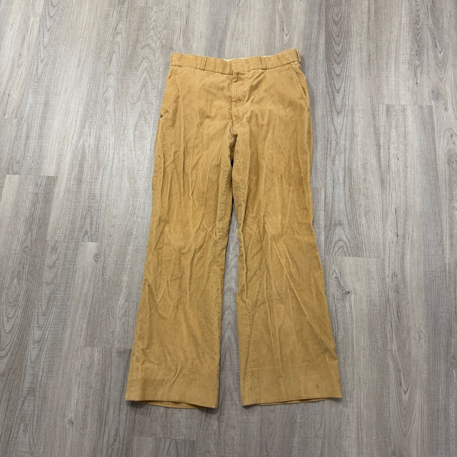 Vintage Vintage Corduroy Pants Men's 33 (Fits 30x29) Tan Flat Front Size US 33 - 2 Thumbnail