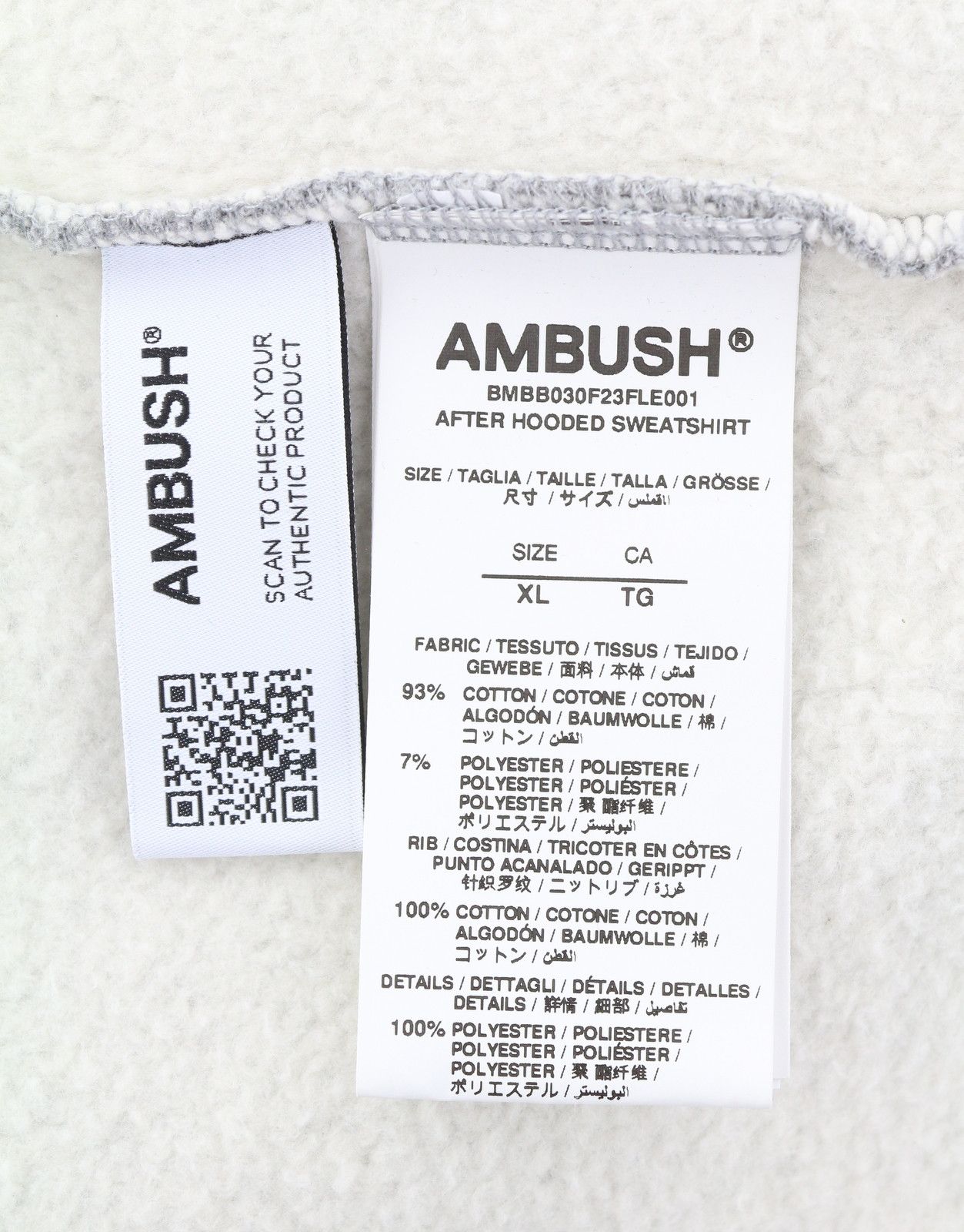 Ambush Design LOGO-PATCHWORK COTTON XL Grey Melange RRP845 87769 Size US XL / EU 56 / 4 - 8 Thumbnail