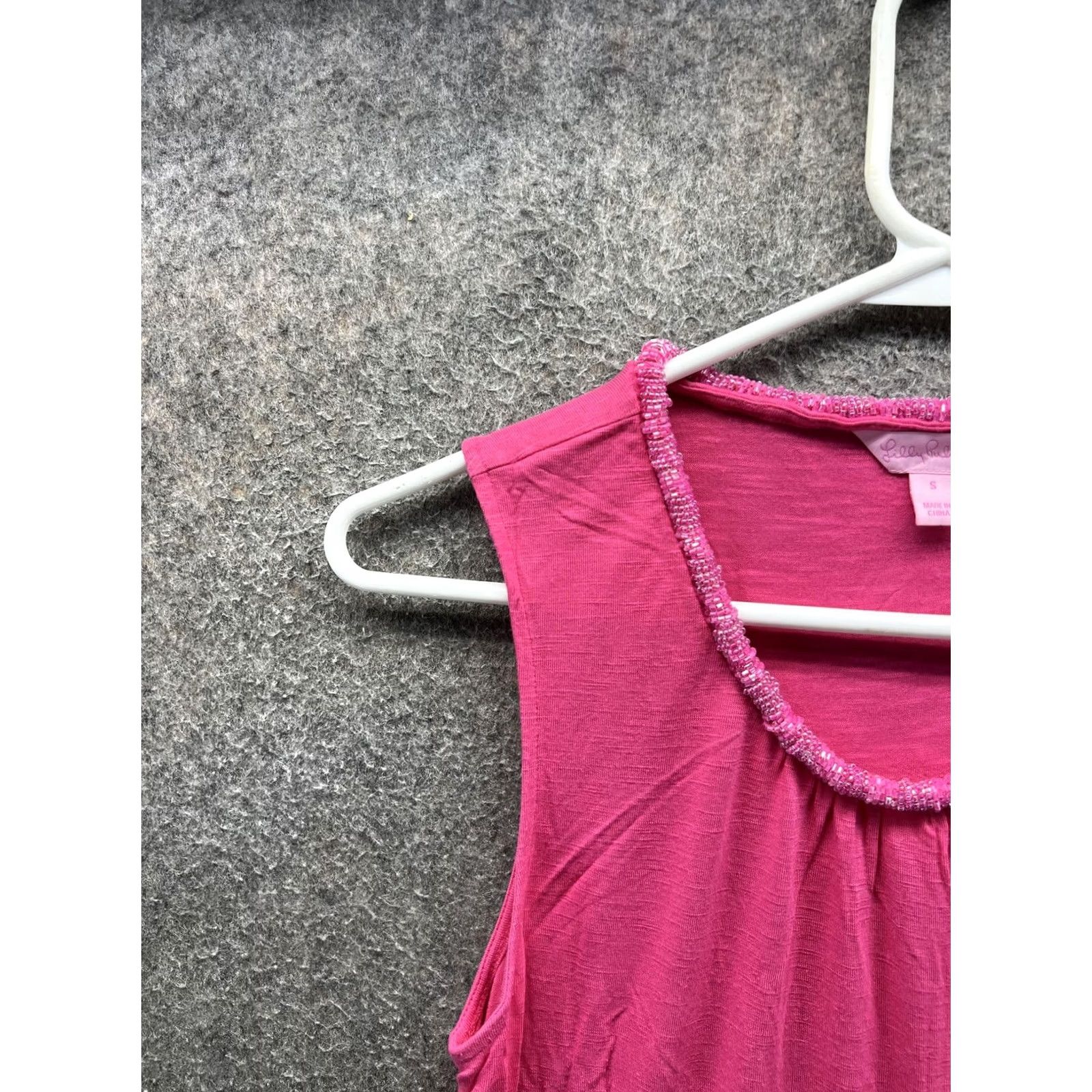 Lilly Pulitzer Lilly Pulitzer Tank Top Womens Small Pink Beaded Scoop Neck Sleeveless Jersey Size S / US 4 / IT 40 - 5 Thumbnail