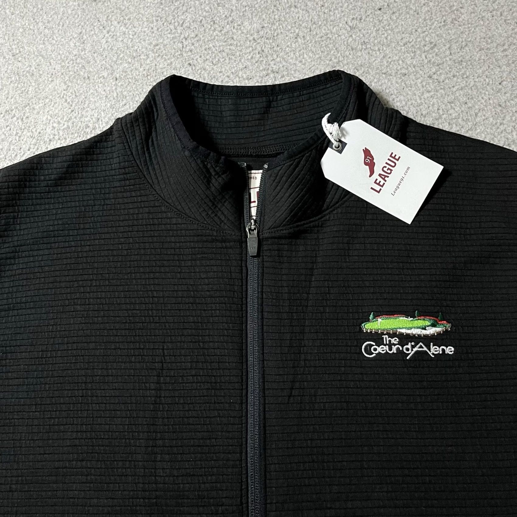 Vintage 91 League Vest XL Black The Coeur D Alene Golf Club Logo Jacket Full Zip Mens Windbreaker Size US XL / EU 56 / 4 - 2 Thumbnail
