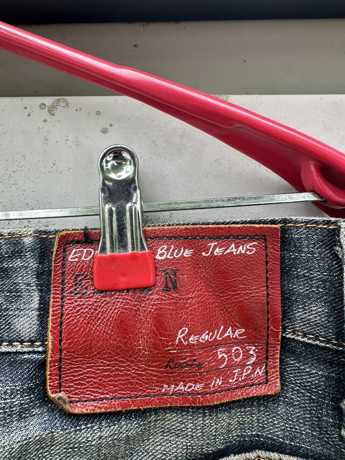 Edwin 👹Vintage THRASHED Edwin Edge Of Blue Baggy Jeans Size US 33 - 10 Thumbnail