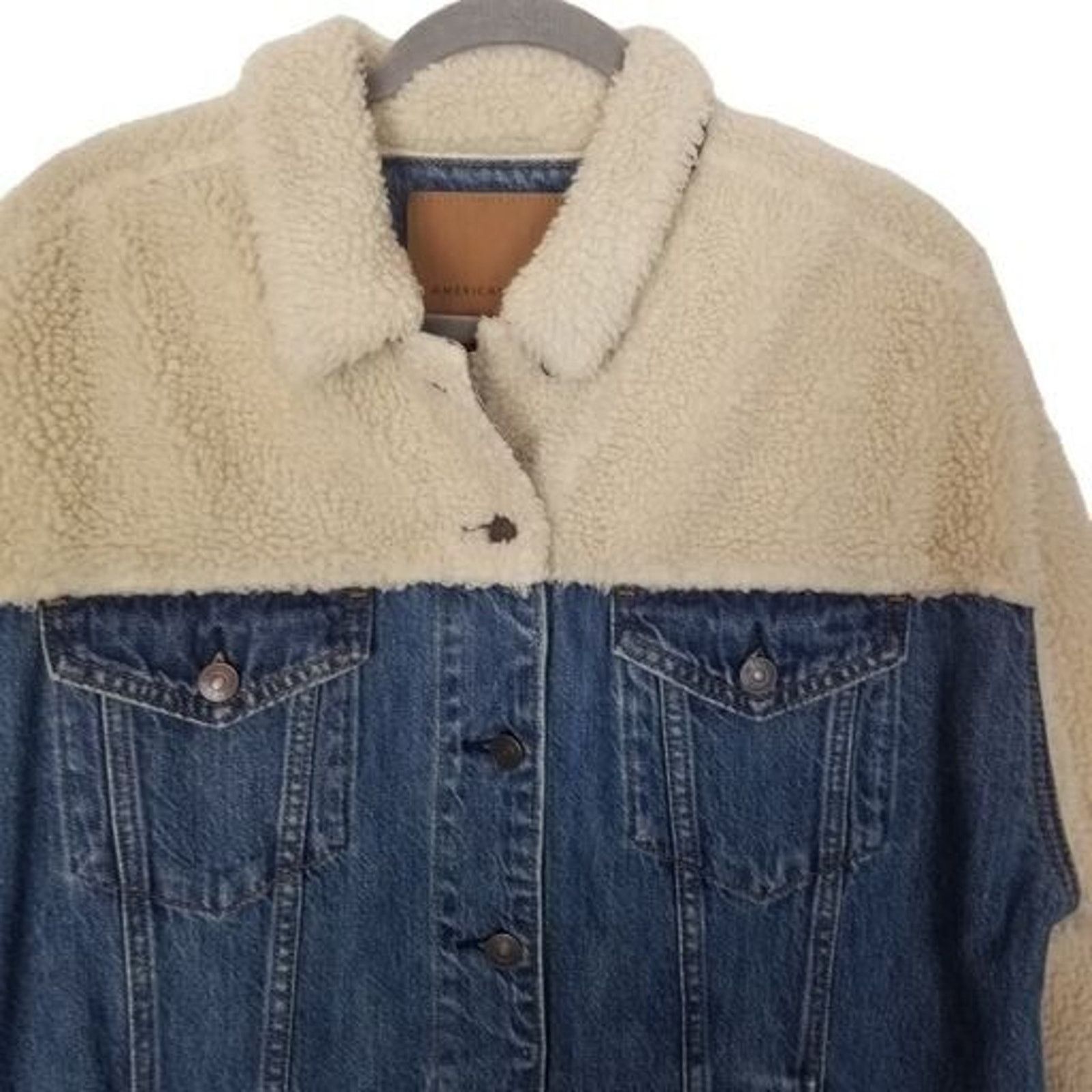 American Eagle Outfitters American Eagle Womens Denim Jacket Faux Sherpa Sz M Western Size M / US 6-8 / IT 42-44 - 3 Thumbnail